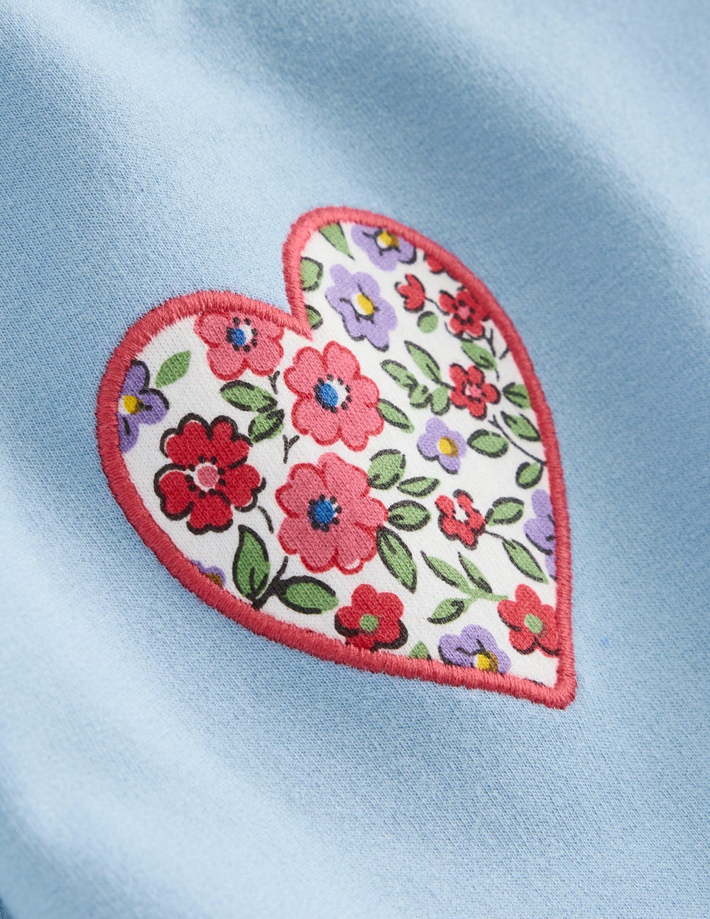 Jersey-Spielset mit Applikation-Blau Blumenmuster Herzen