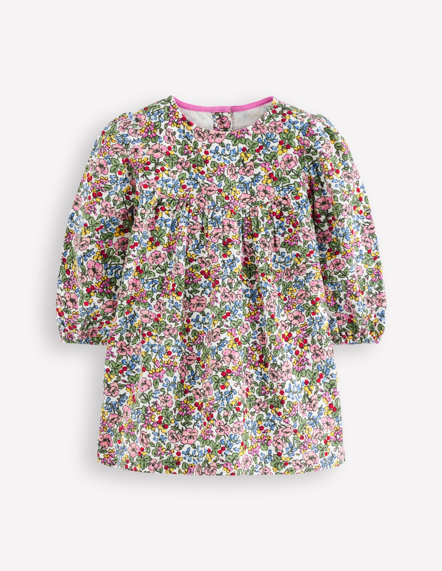 Gewebtes Kleid mit Passe-Kokosnuss Beere Blumenmuster