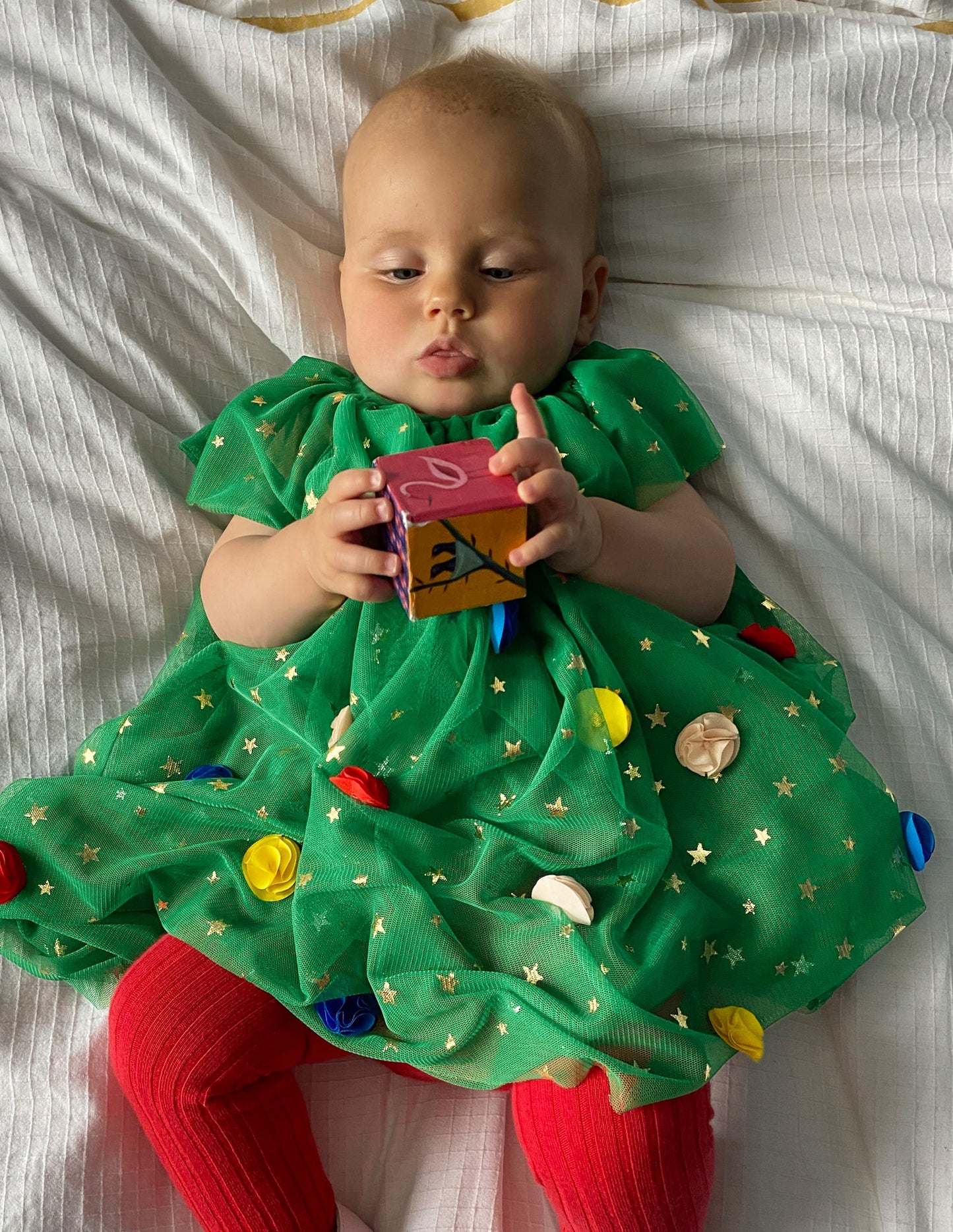 Robe avec superposition en tulle-Sapin de Noël vert