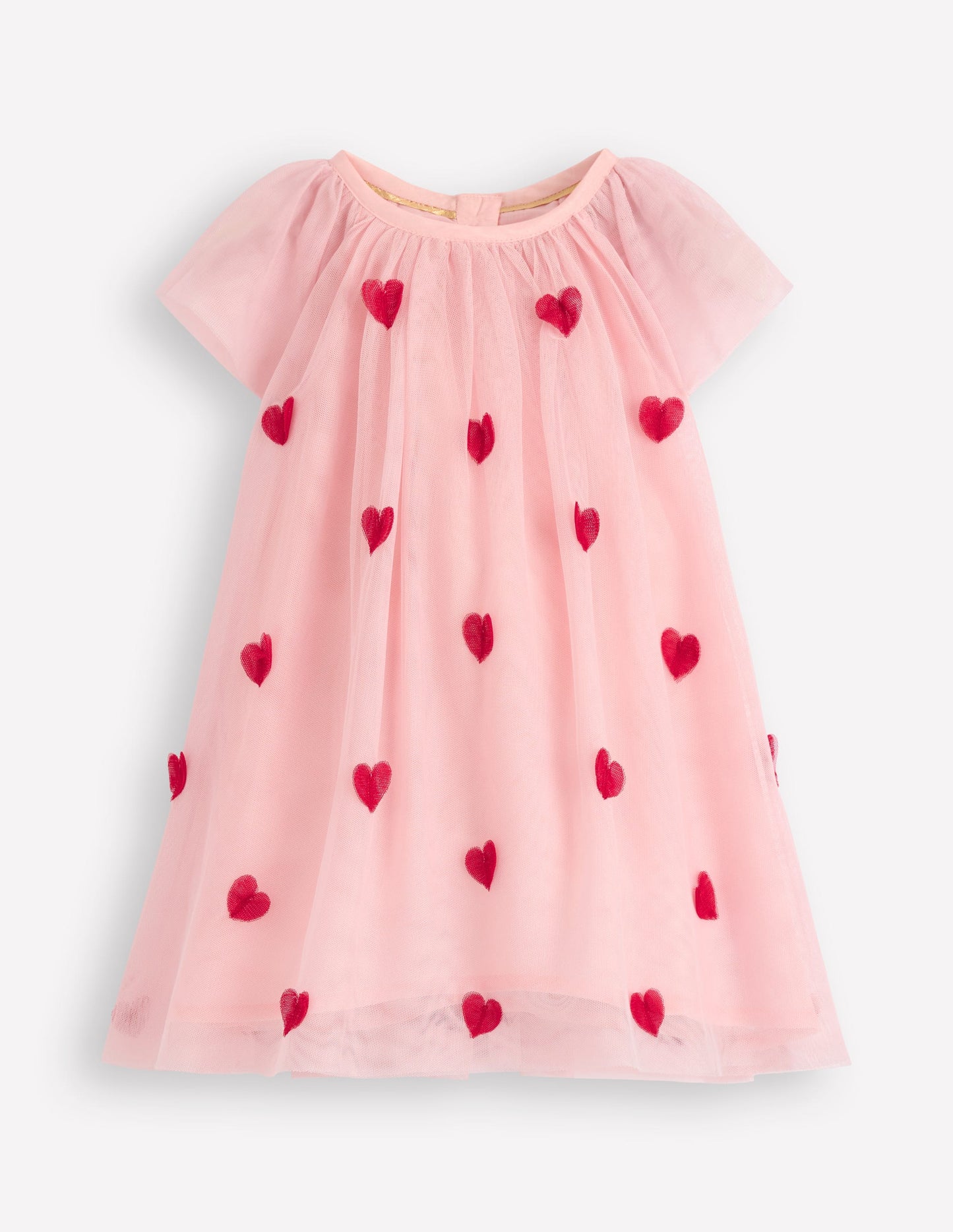 Mehrlagiges Tüllkleid-Kreiderosa Herzen
