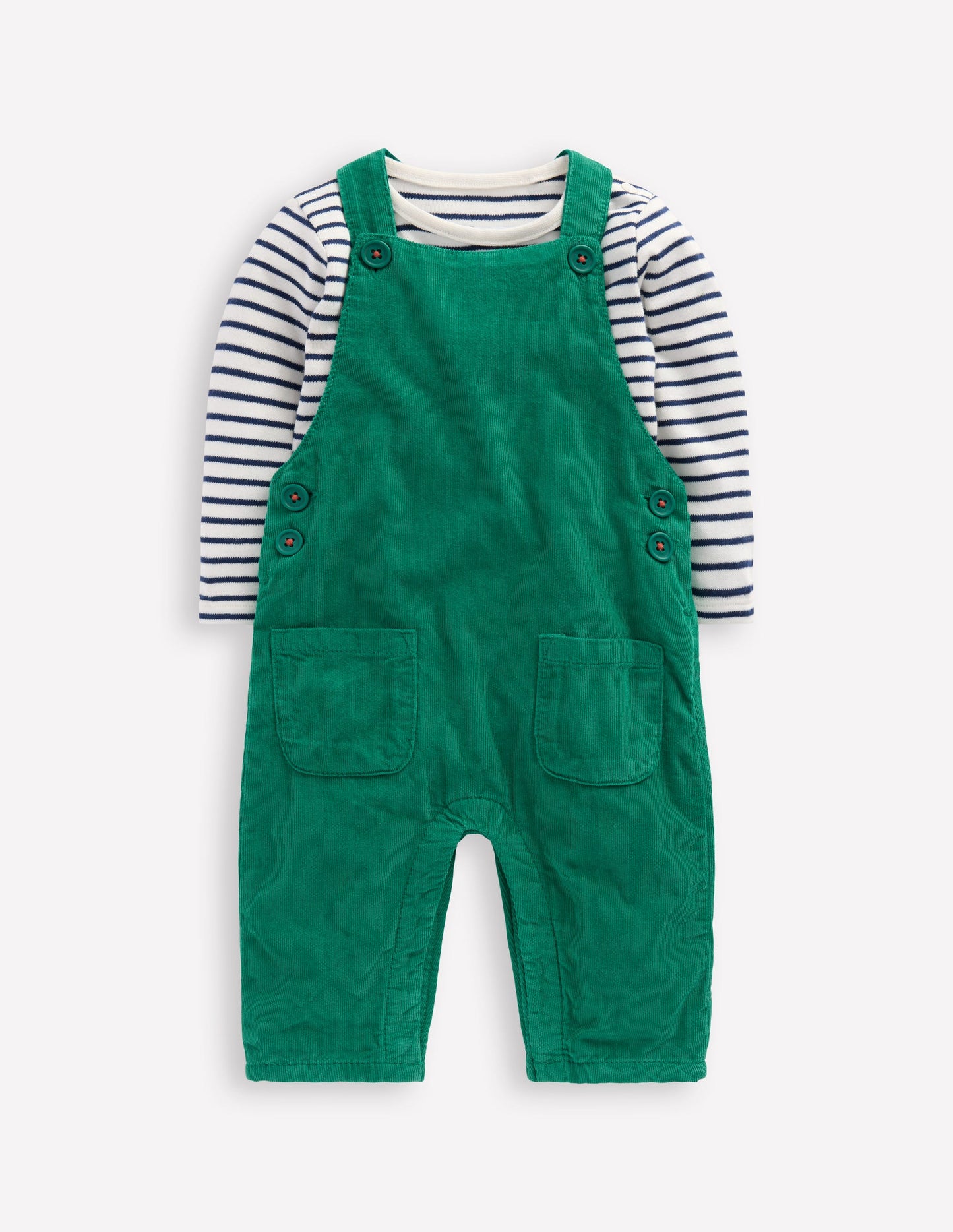 Ensemble avec salopette en velours côtelé-Vert joyau