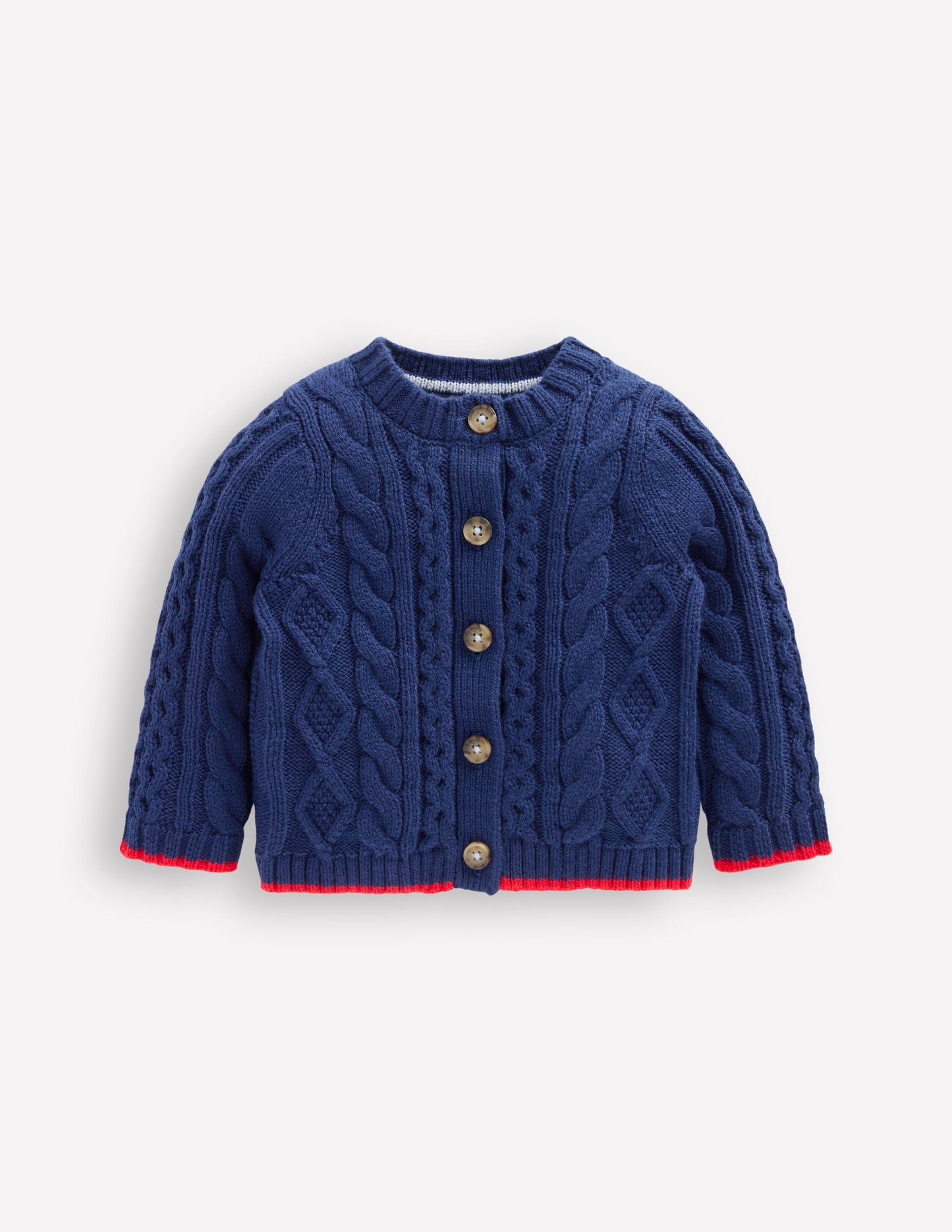 Klassische Strickjacke mit Zopfmuster-Mittelalterliches Blau