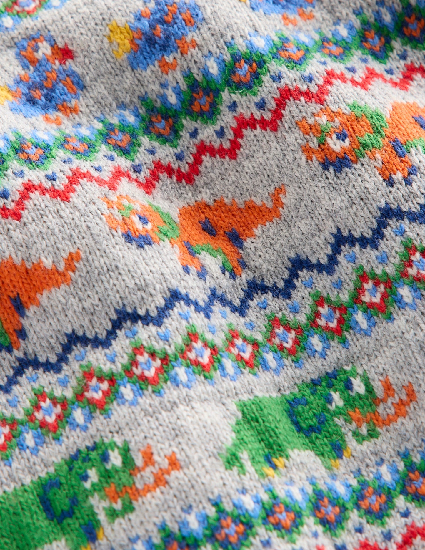 Fair-Isle-Pullover mit Knöpfen-Grau Meliert Prähistorische Tiere