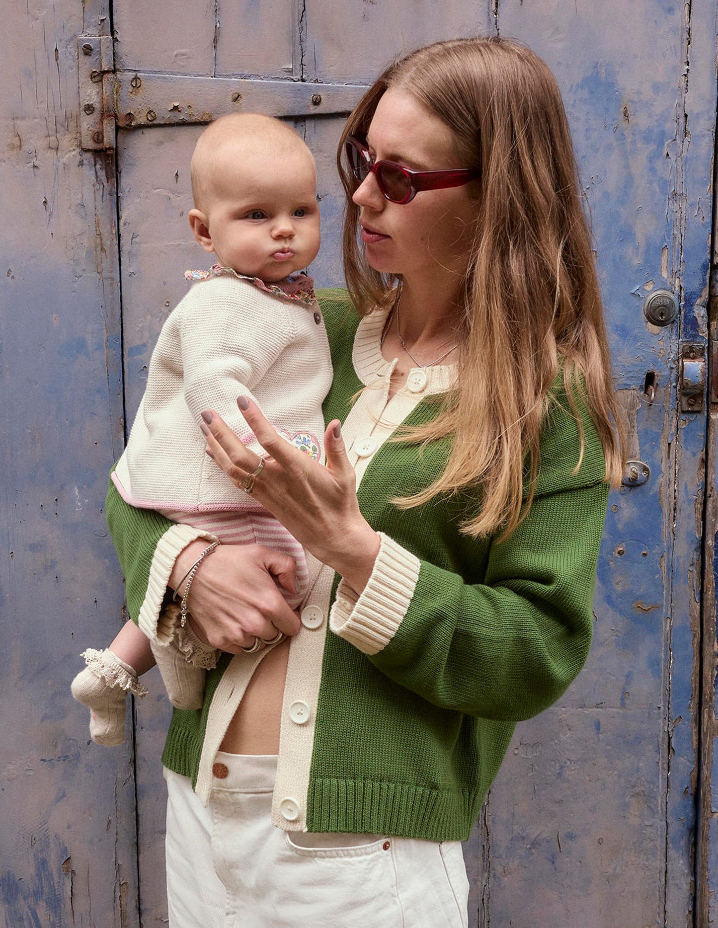 Hübsches Spielset aus Strick-Beige Meliert Herzen