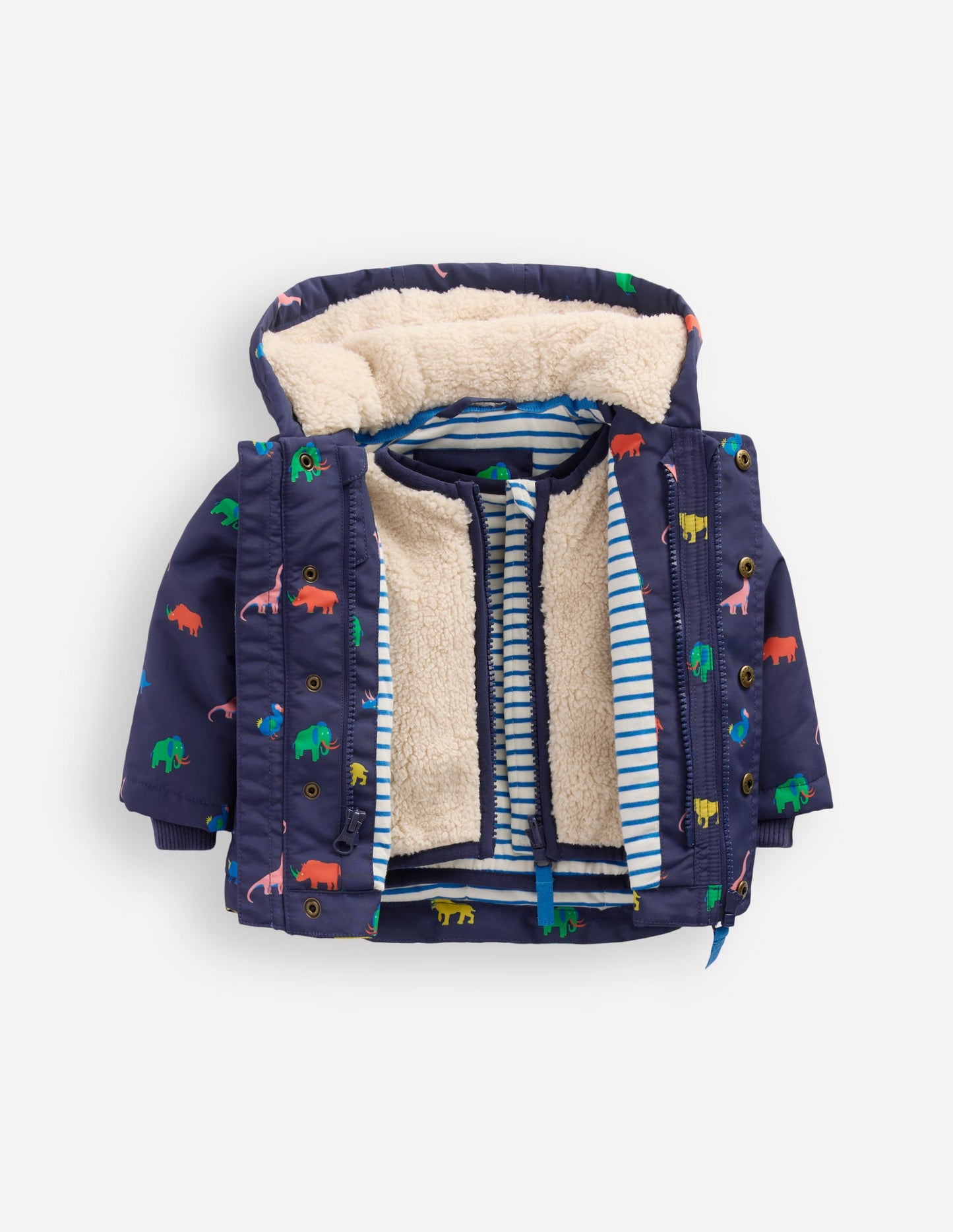 3-in-1-Mantel für Jungen-Marineblau Prähistorisches Muster