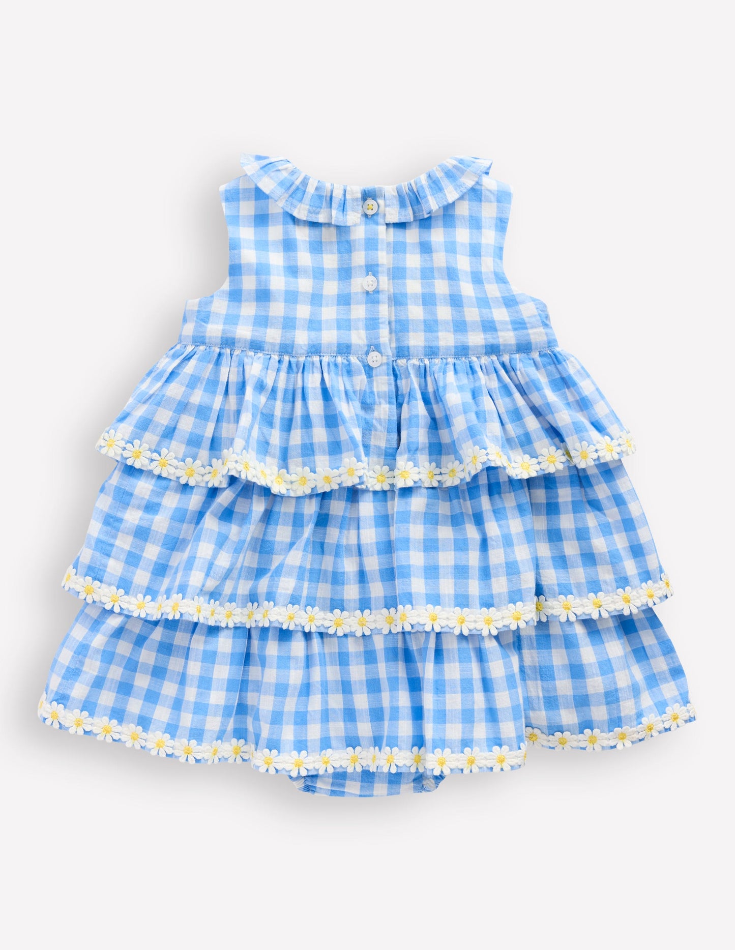 Barboteuse tissée à volants-Pâquerettes vichy