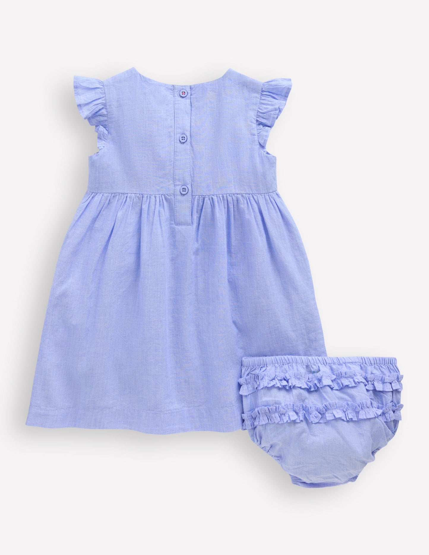 Gewebtes Rüschenkleid-Blau Patchworkblume