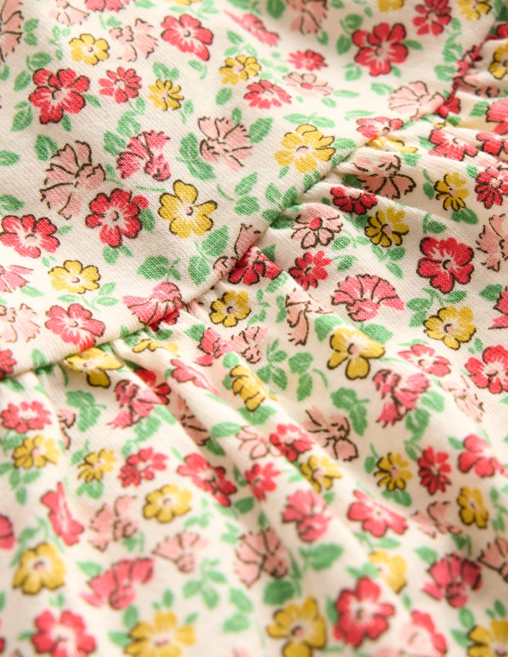 Jerseykleid mit Rüschenärmeln-Bunt Sommer Blumenbeet