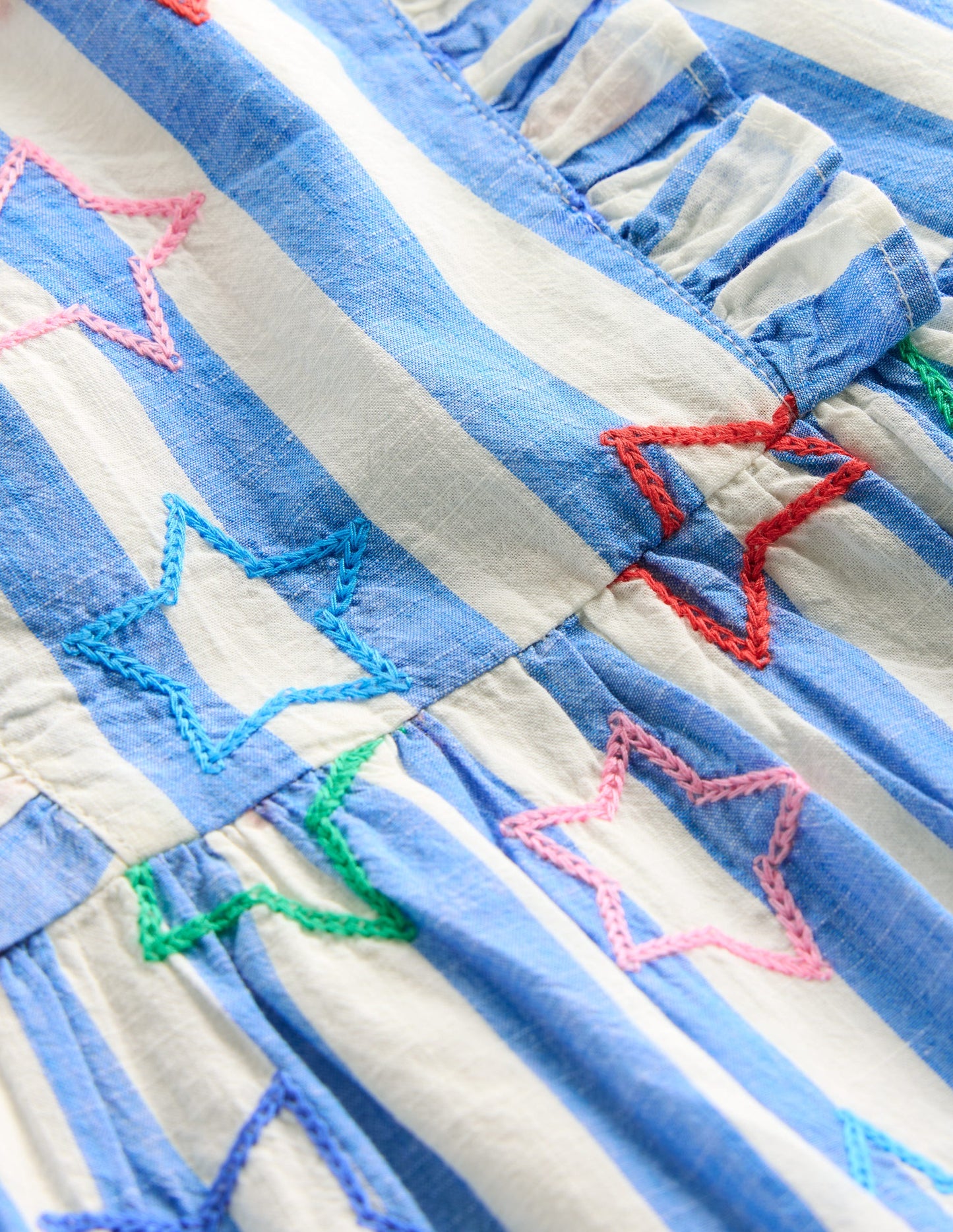 Robe chasuble à volants-Étoiles bleu plume de paon
