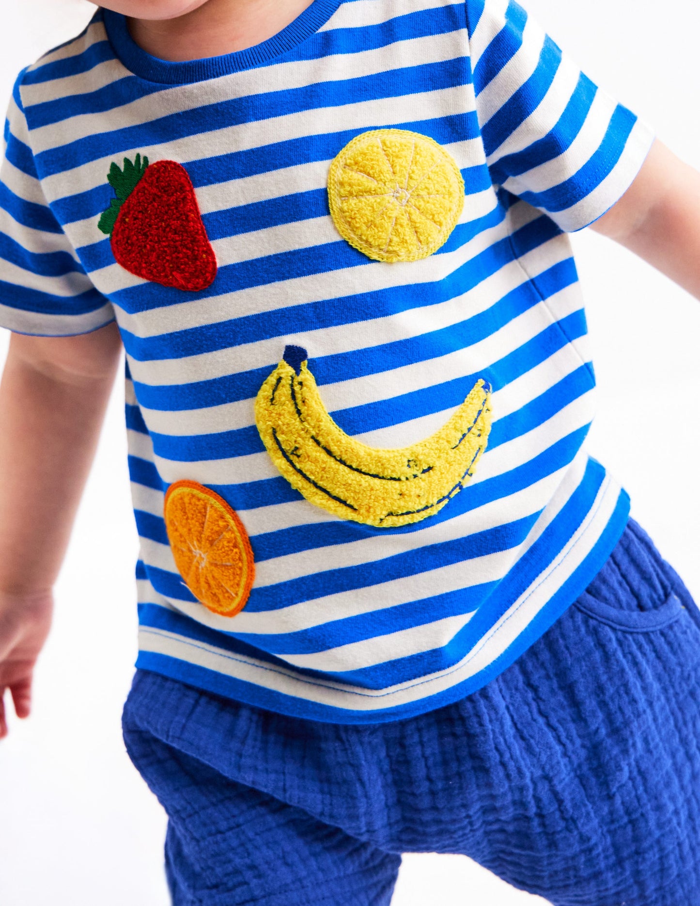 T-Shirt mit Logo-Blau Streifen Obst