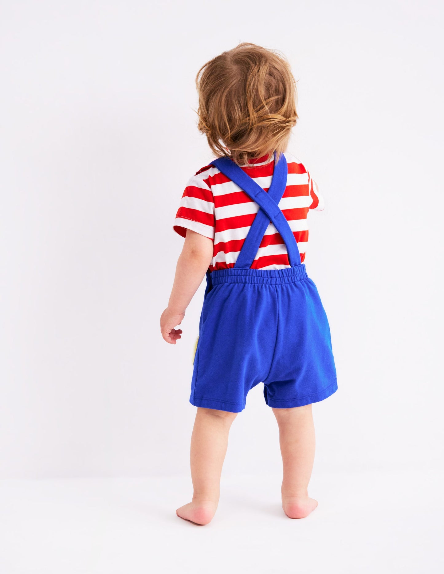 Ensemble avec salopette en jersey et bouclé-Fruits bleu marine