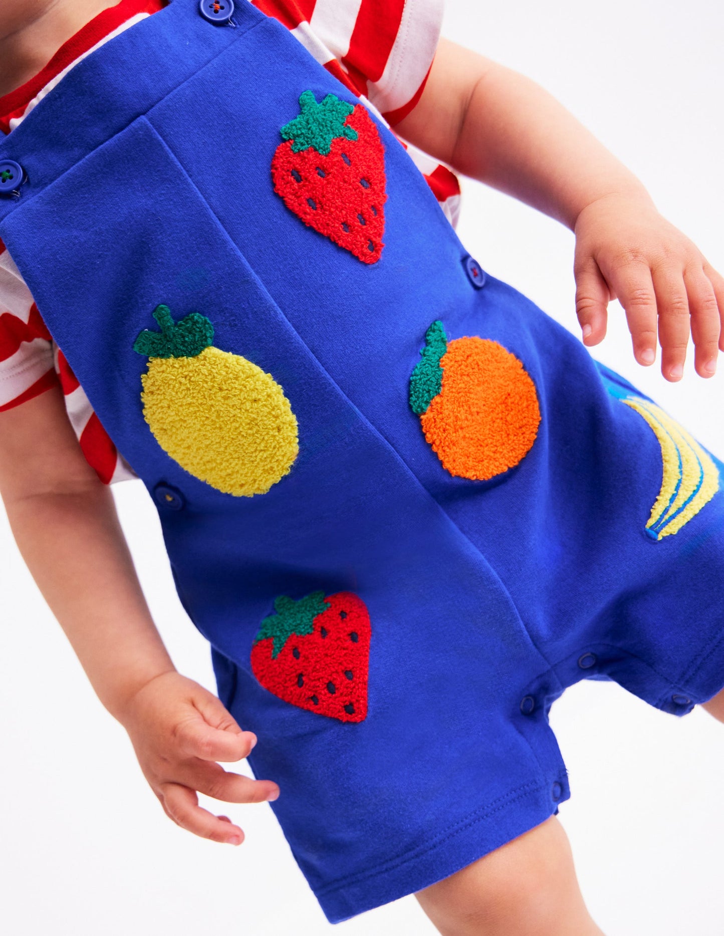 Ensemble avec salopette en jersey et bouclé-Fruits bleu marine