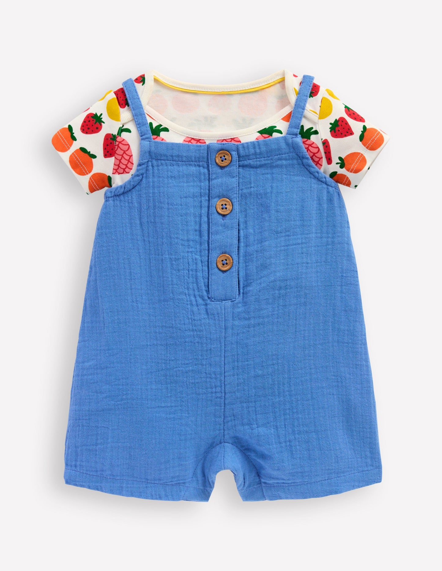 Ensemble salopette double-étoffe-Fruits bleu plume de paon