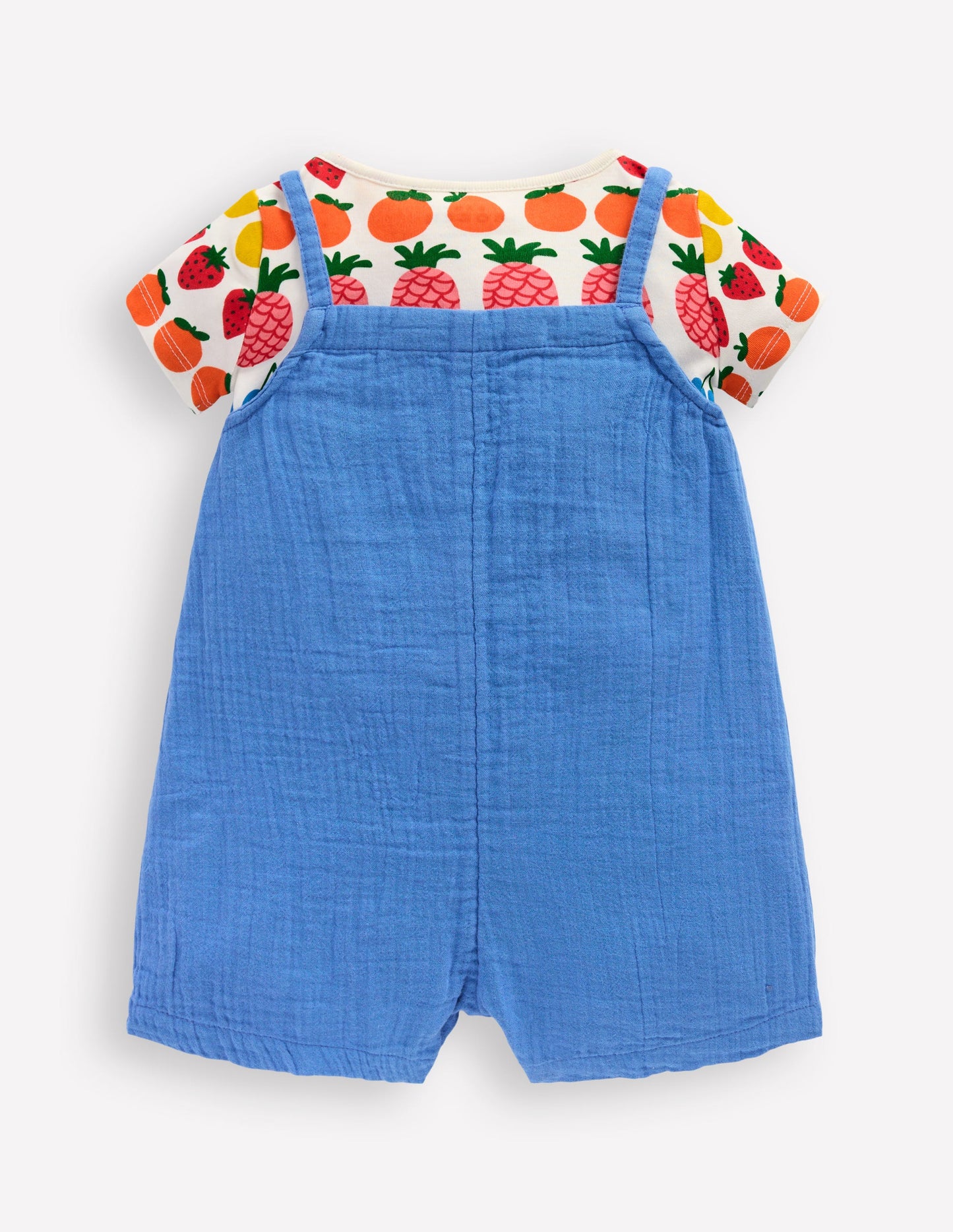 Ensemble salopette double-étoffe-Fruits bleu plume de paon