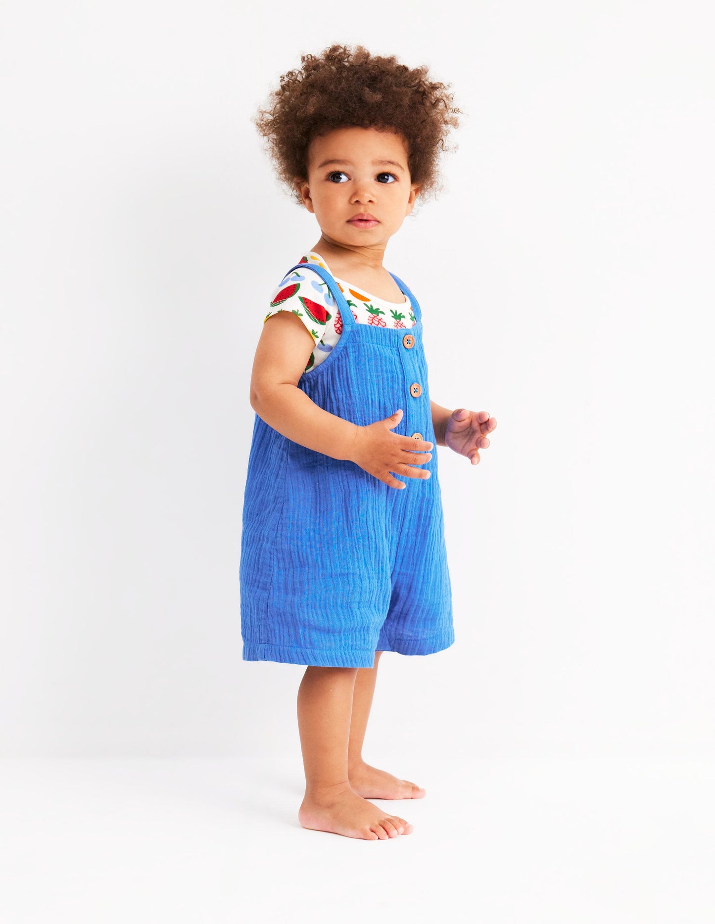 Ensemble salopette double-étoffe-Fruits bleu plume de paon