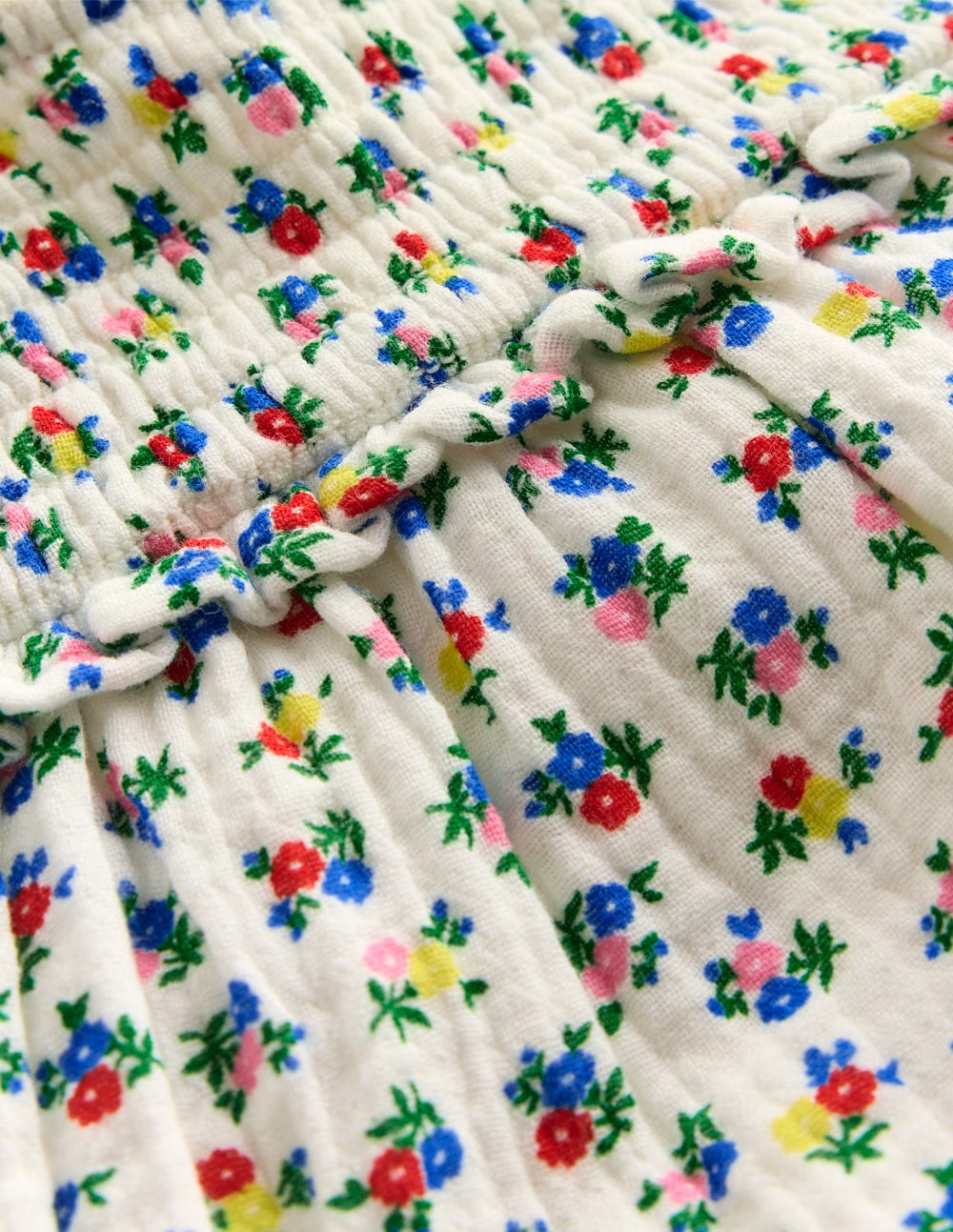 Robe double-étoffe-Motif petites fleurs ivoire doux