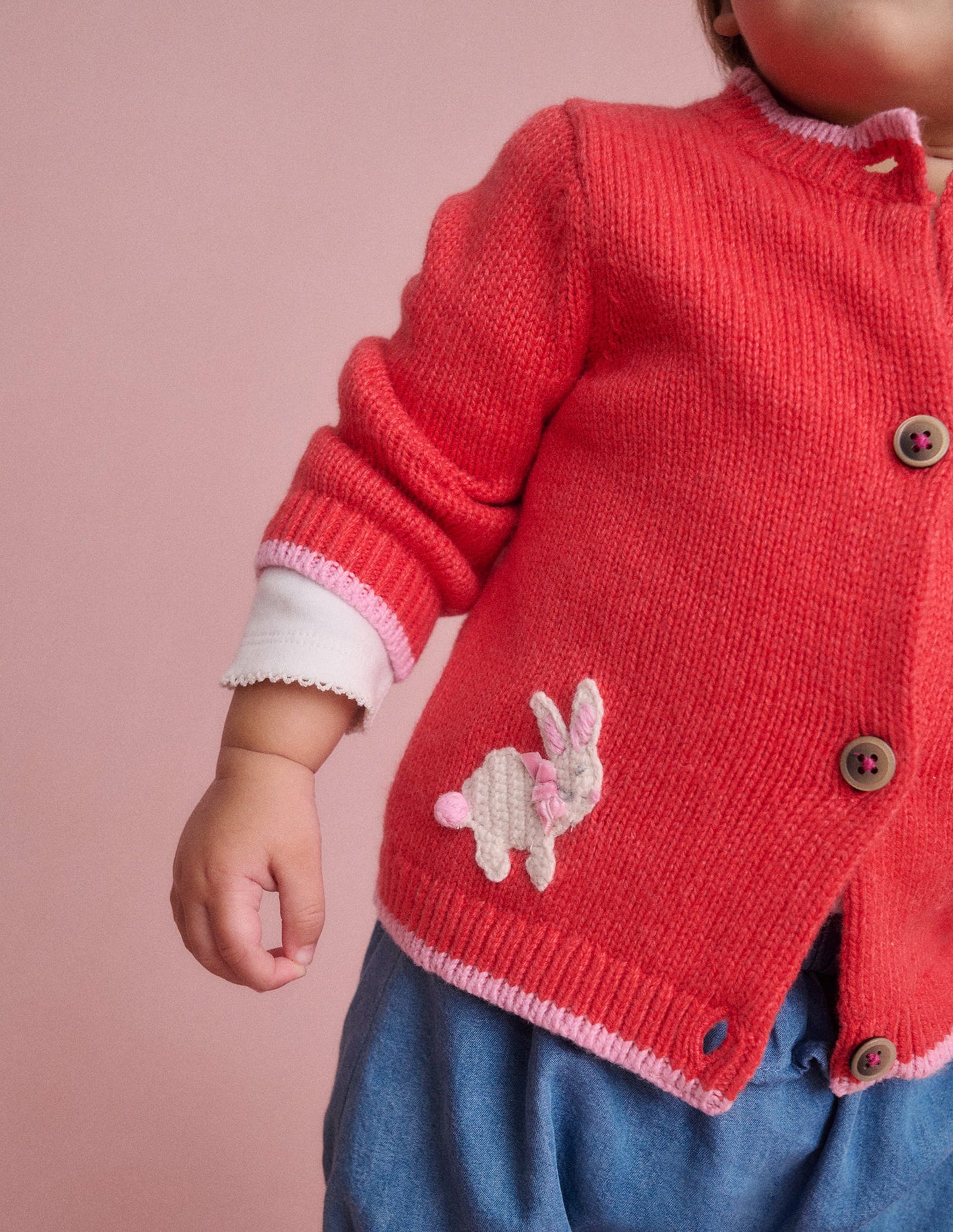 Strickjacke mit lustigem Motiv-Marmeladenrot Hasen