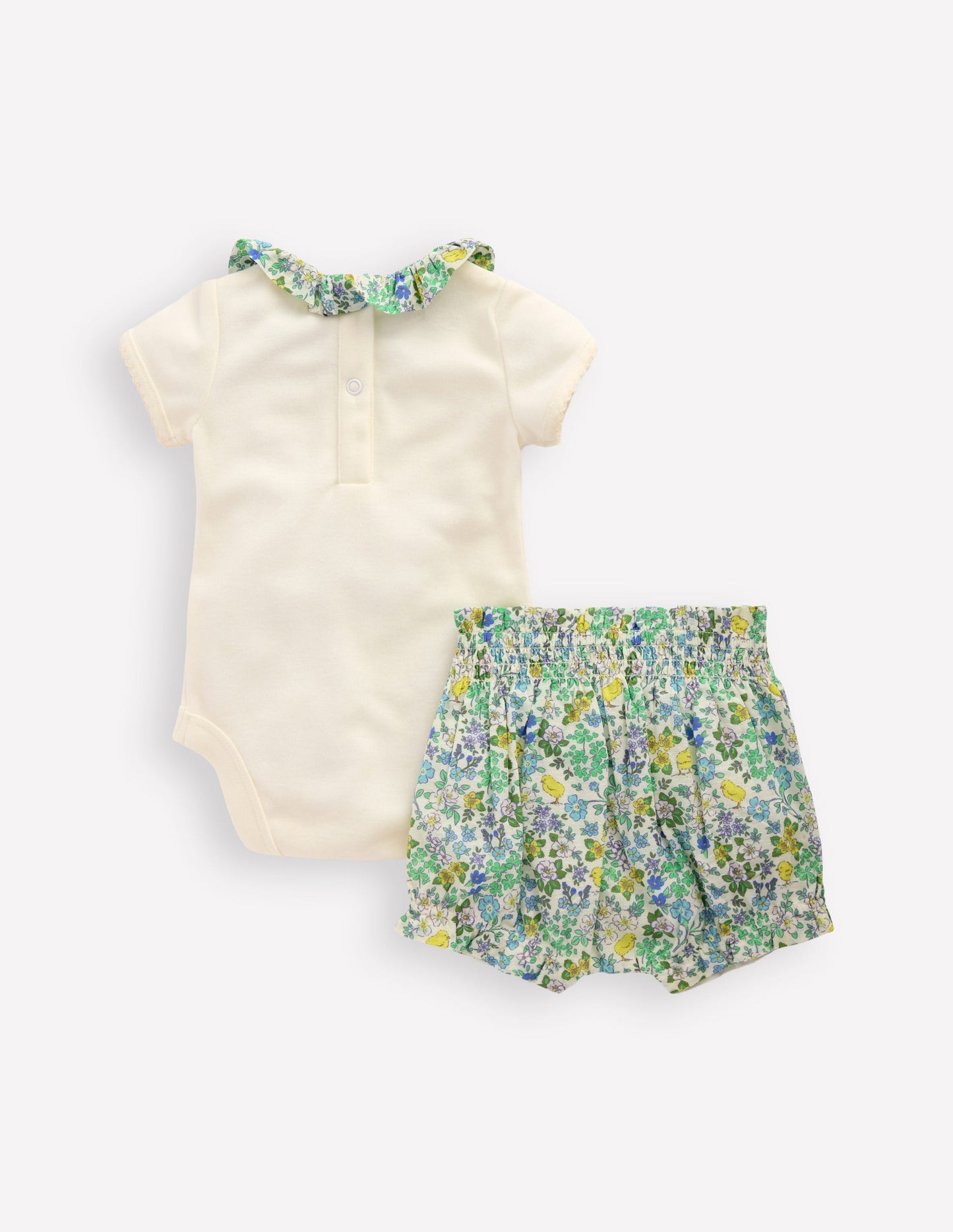 Ensemble rétro-Motif floral poussin multi
