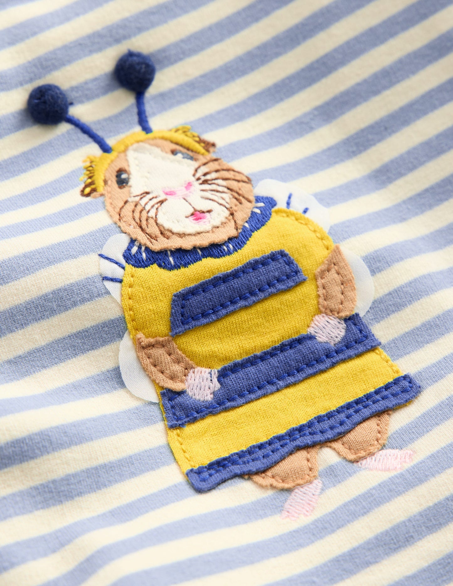 Jersey-Spielset mit Applikation-Vintage-Blau und Naturweiß Streifen