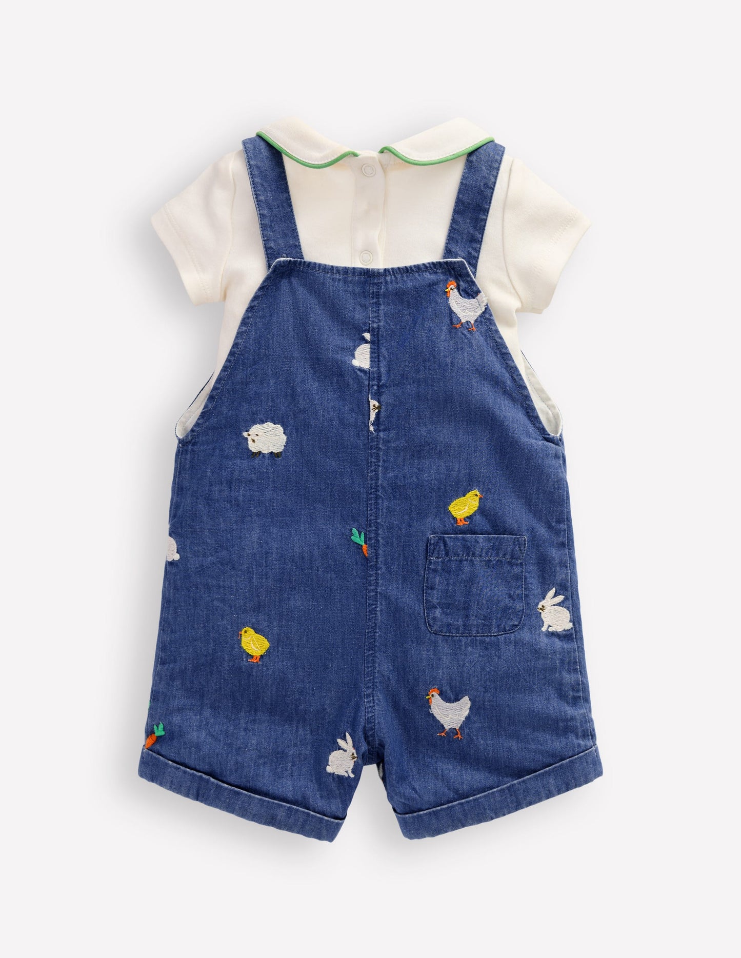 Ensemble avec salopette brodée-Broderie de Pâques en denim