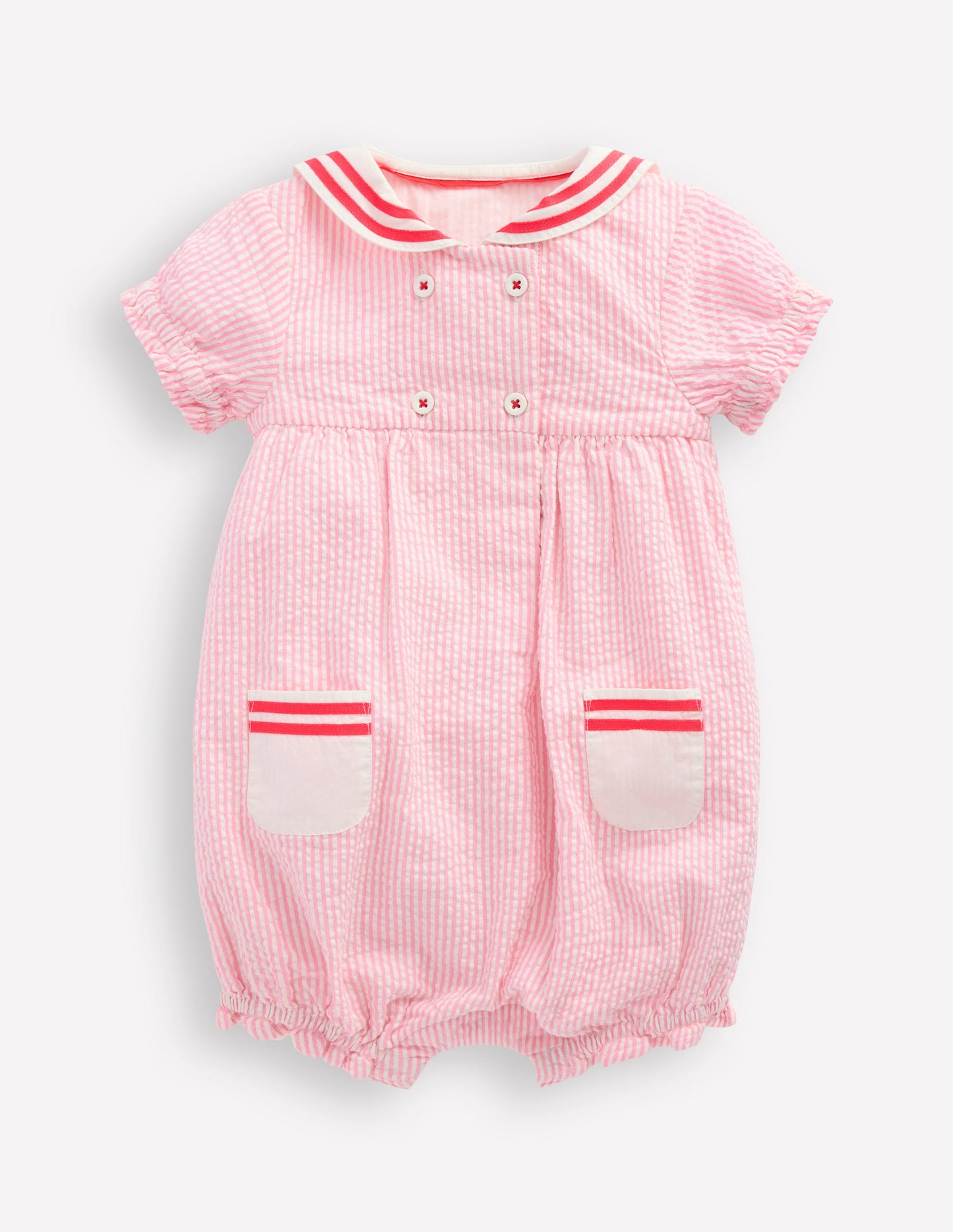 Barboteuse nautique traditionnelle-Rayé style coutil rose