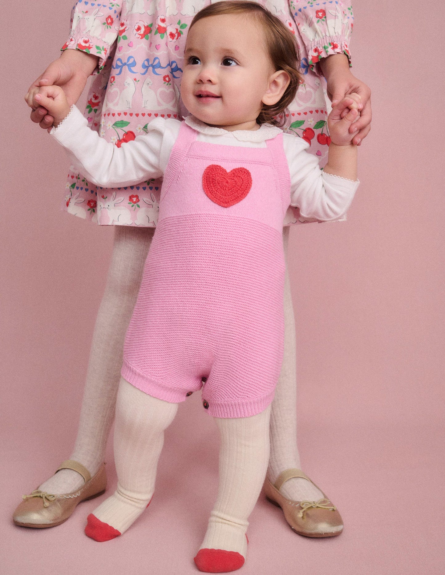 Strickstrampler-Vintage-Rosa Herz