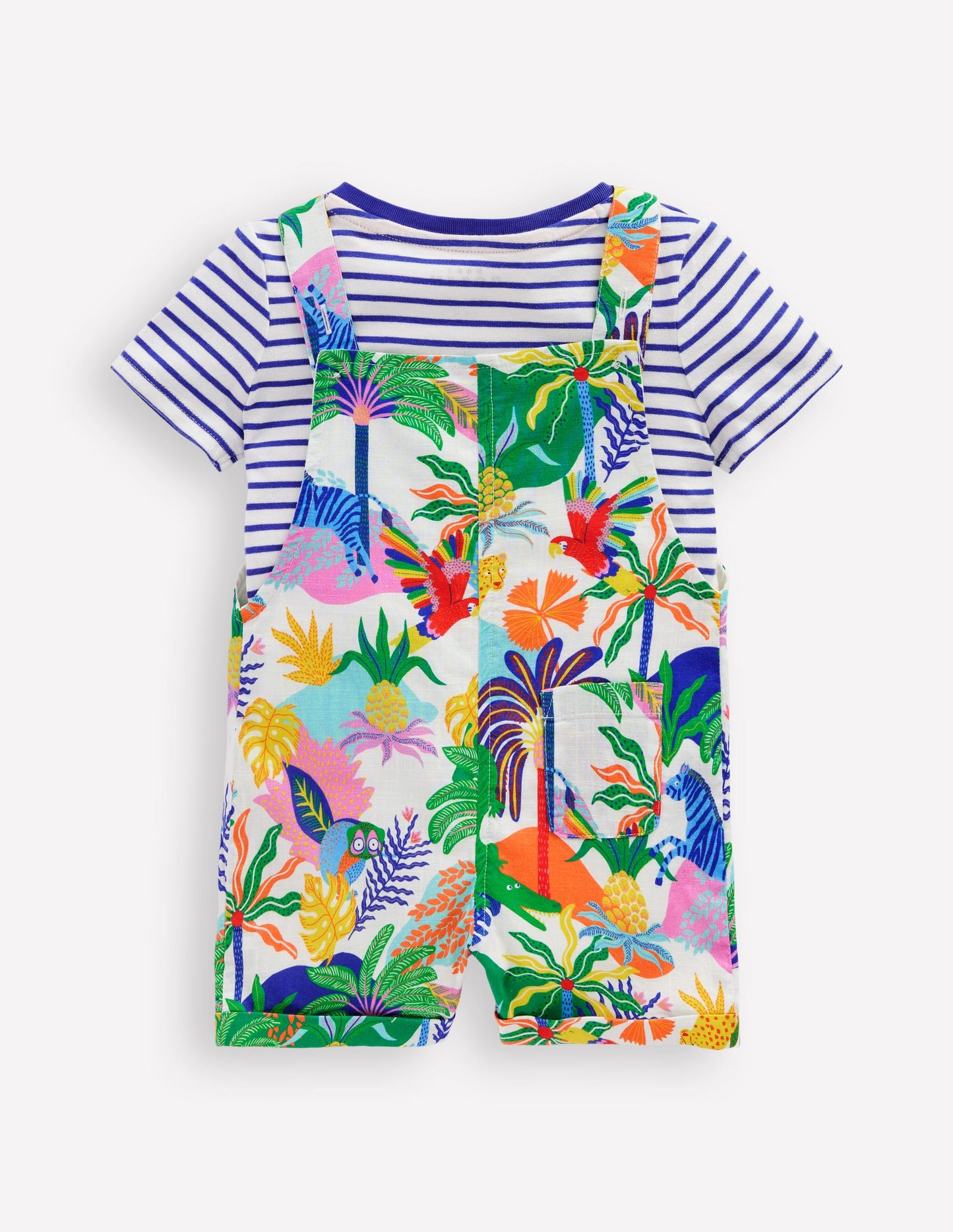 Ensemble avec salopette boutonnée-Jungle multi lait de coco