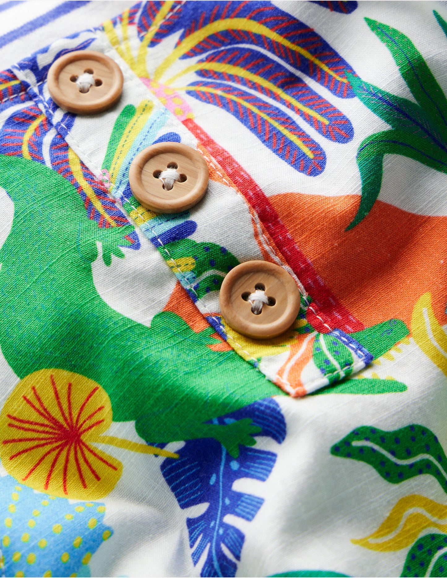 Ensemble avec salopette boutonnée-Jungle multi lait de coco