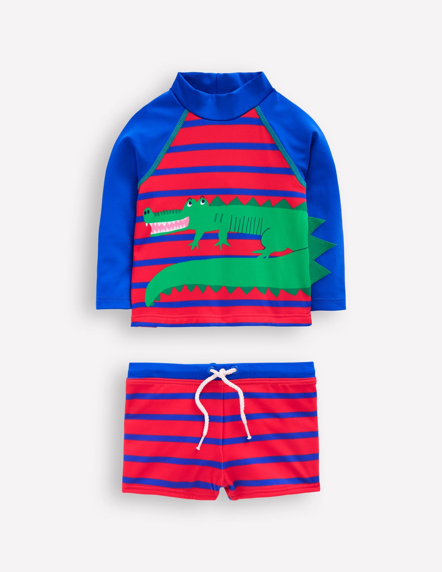 Lustiges Badeshirt-Set-Galerieblau/Mohnblumenrot Krokodil
