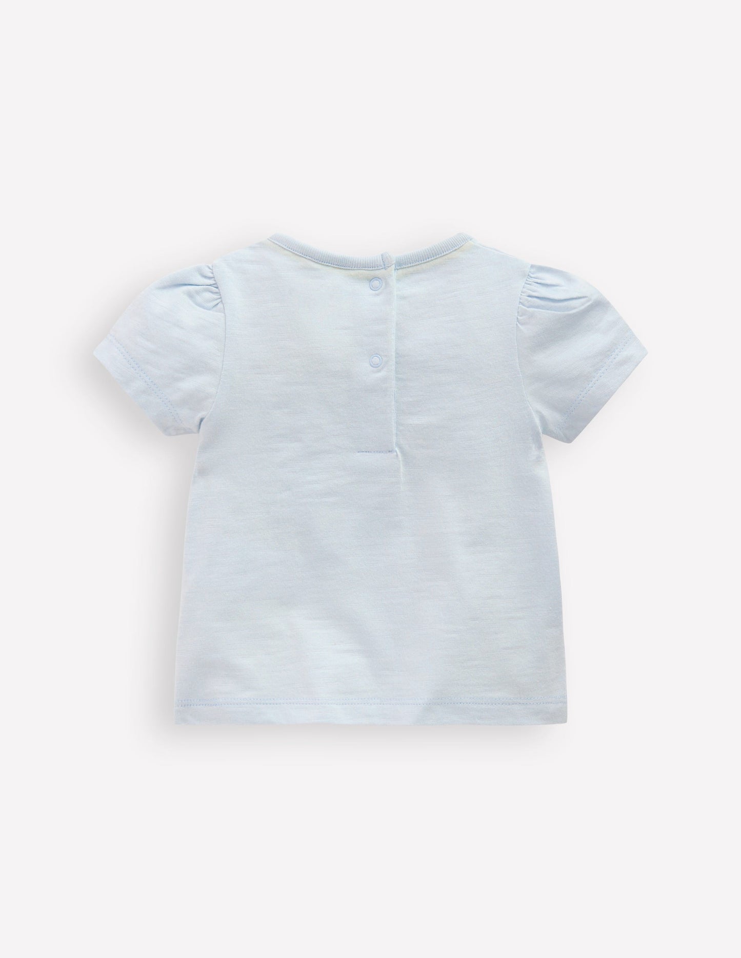 T-Shirt mit Puffärmeln und Logo für Mädchen-Wolkenblau Dalmatiner auf Einrad