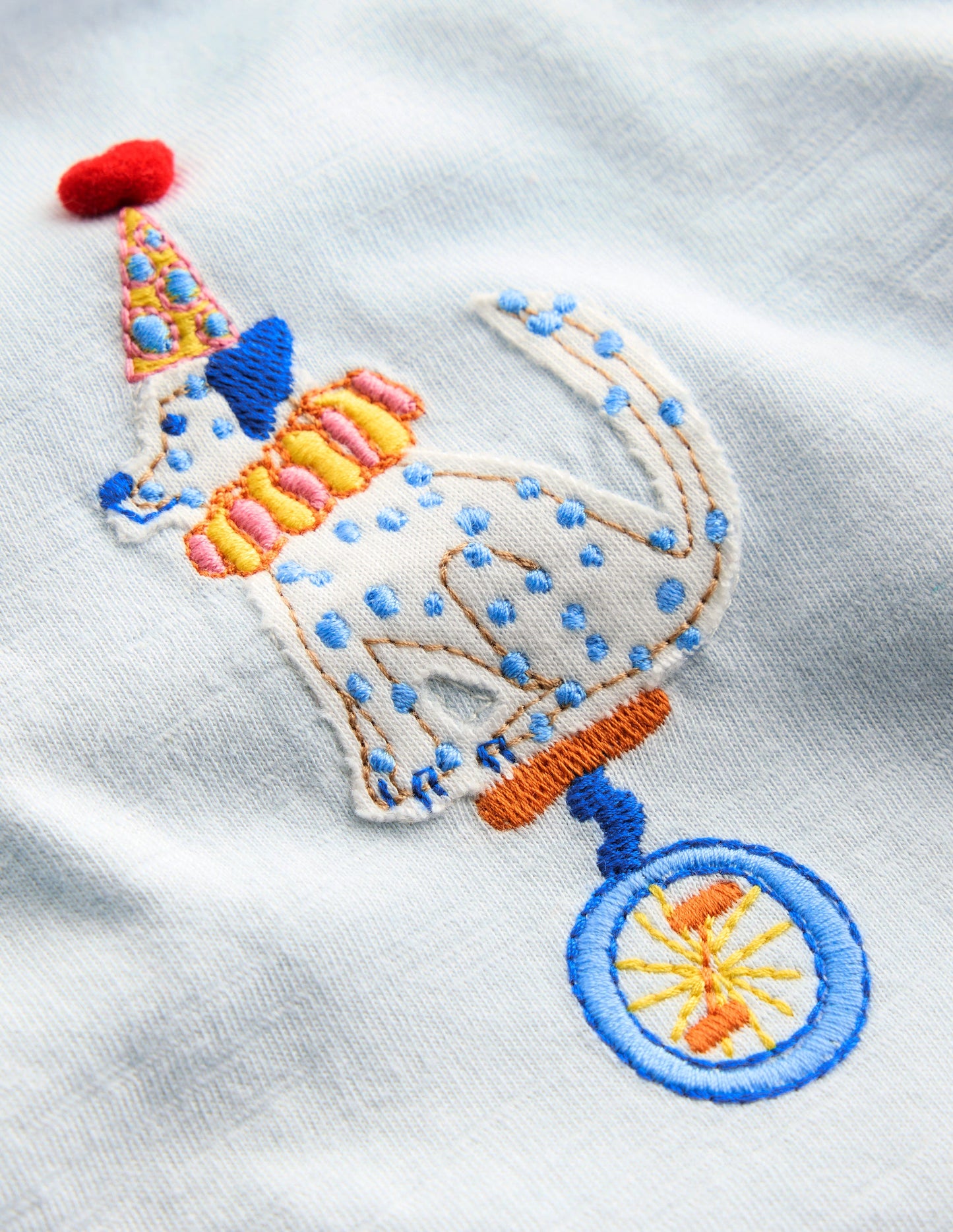 T-Shirt mit Puffärmeln und Logo für Mädchen-Wolkenblau Dalmatiner auf Einrad