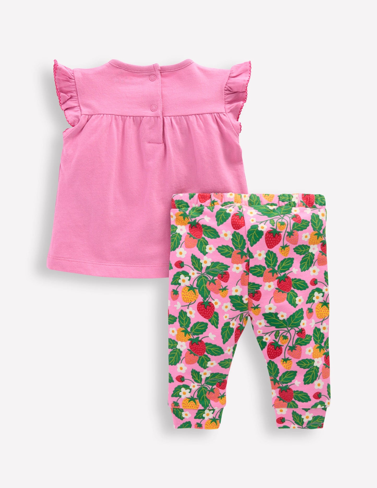 Ensemble en jersey brodé-Fraises mauve vintage