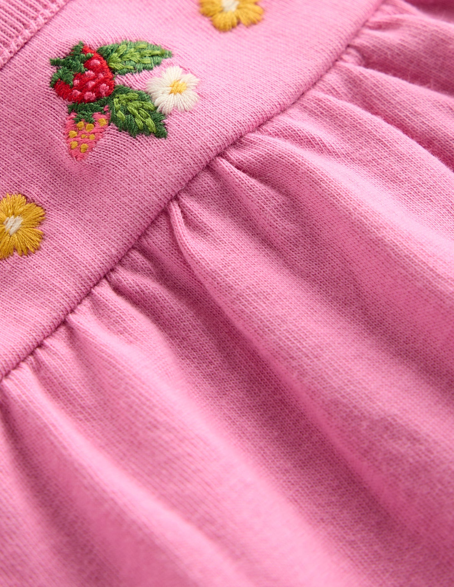 Ensemble en jersey brodé-Fraises mauve vintage