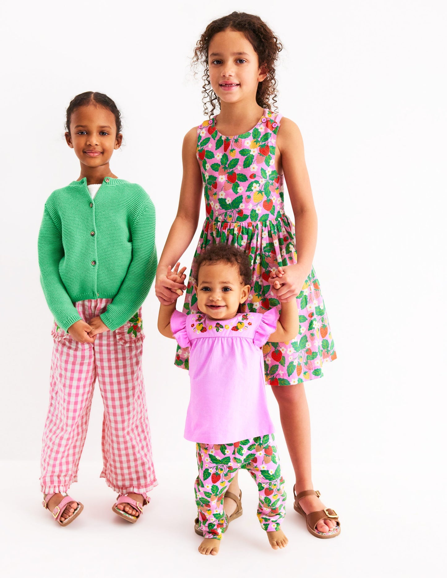 Ensemble en jersey brodé-Fraises mauve vintage