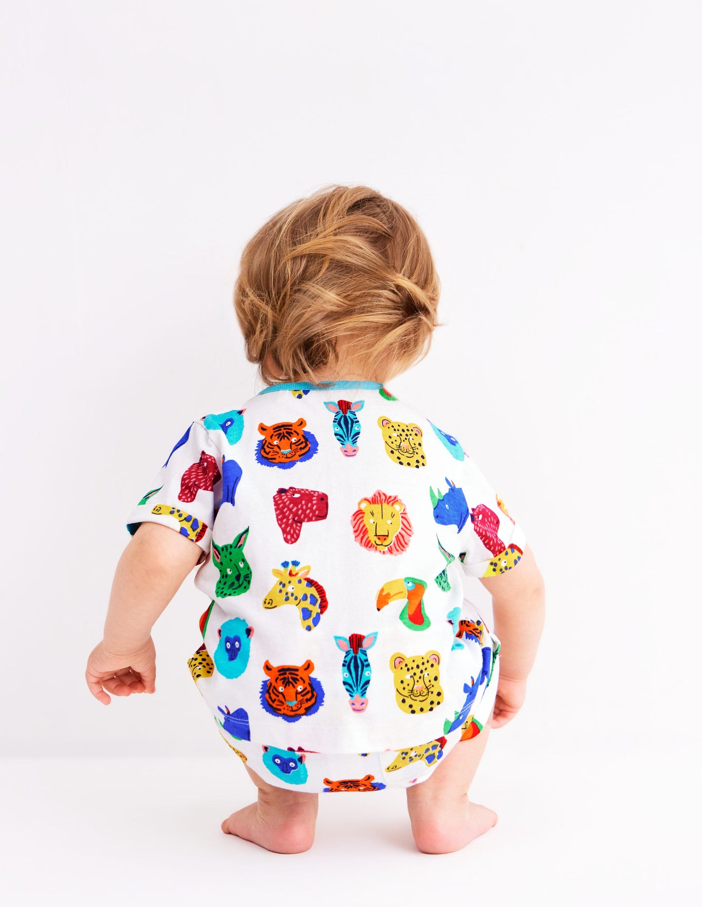 Ensemble imprimé à manches courtes-Motif Jungle Faces multi