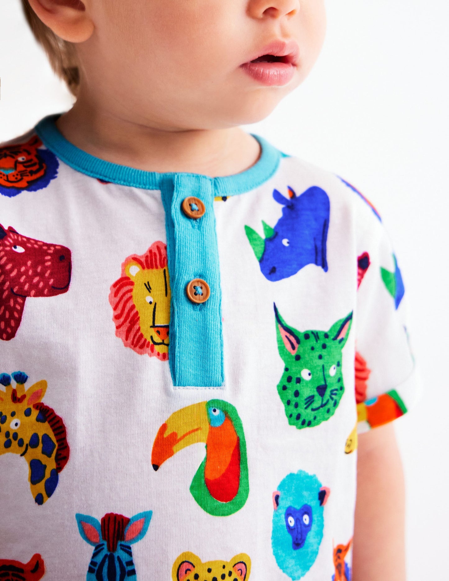 Ensemble imprimé à manches courtes-Motif Jungle Faces multi