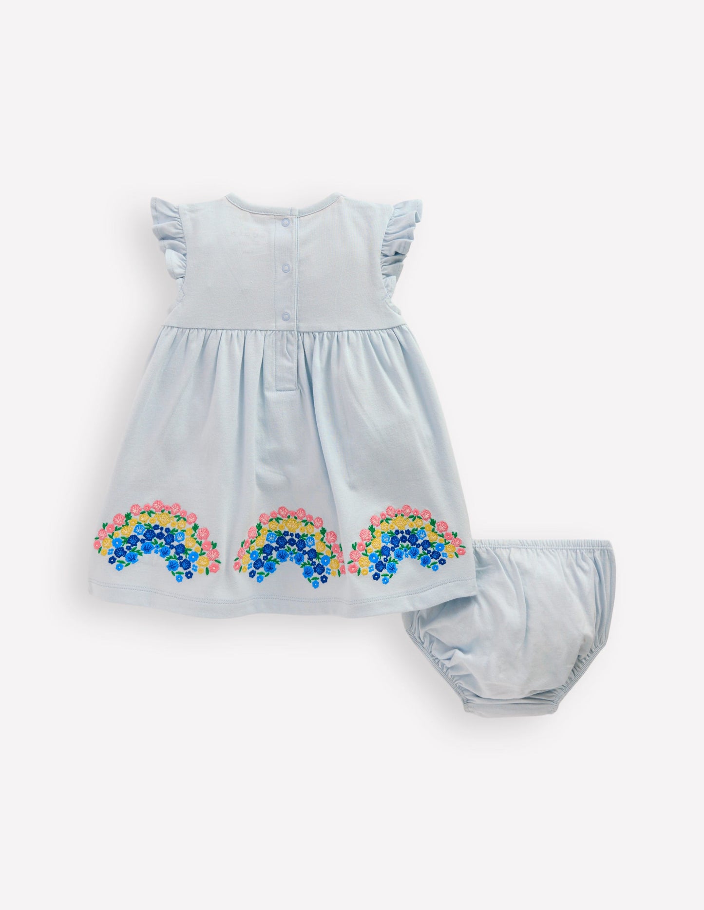 Robe en jersey à logo et manches volantées-Arc-en-ciel bleu