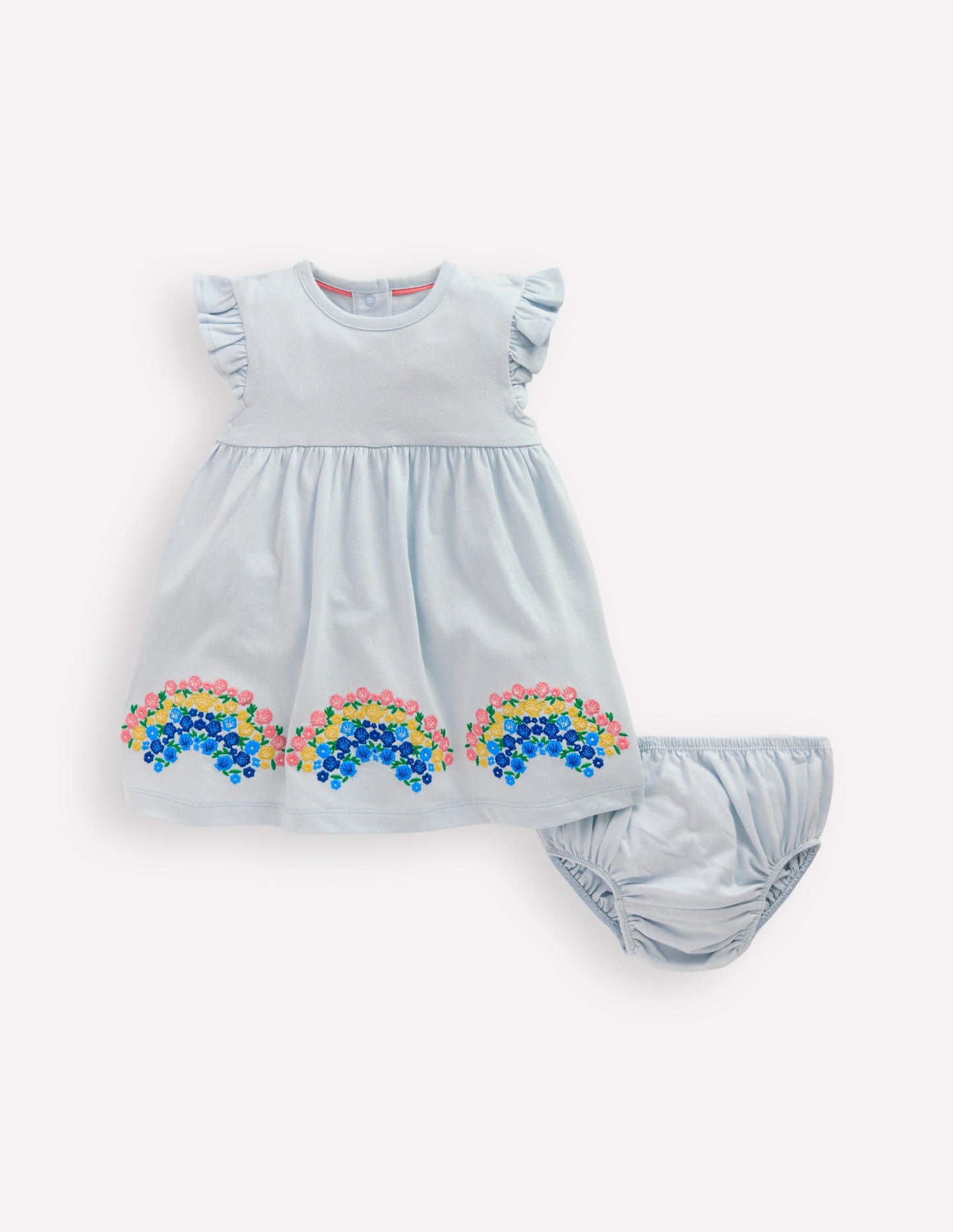 Robe en jersey à logo et manches volantées-Arc-en-ciel bleu