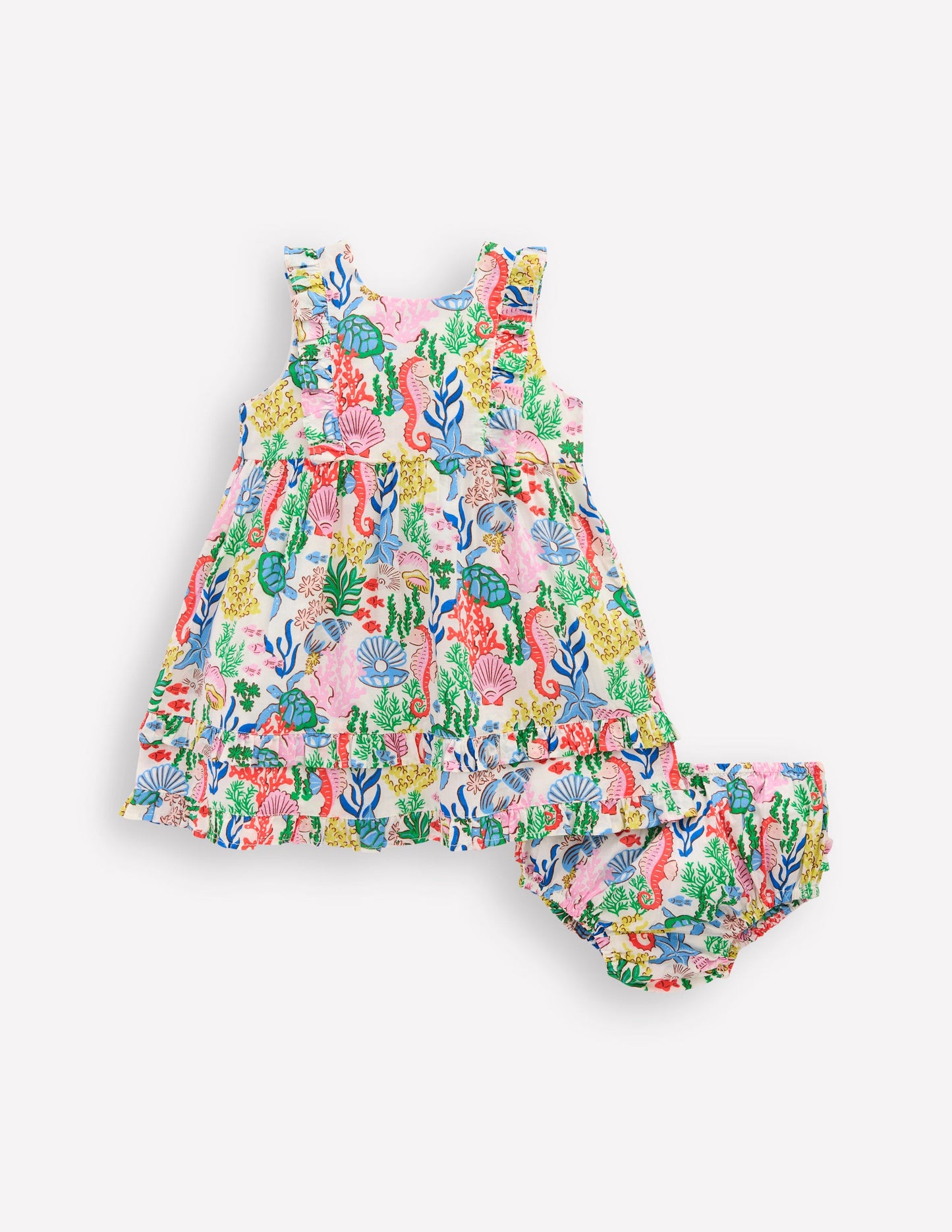 Robe chasuble à volants-Motif Coral Cove multi