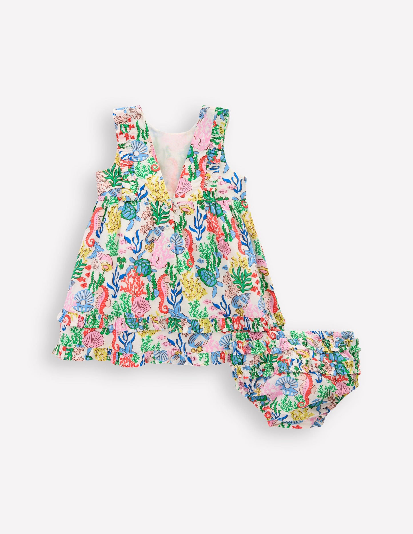 Robe chasuble à volants-Motif Coral Cove multi