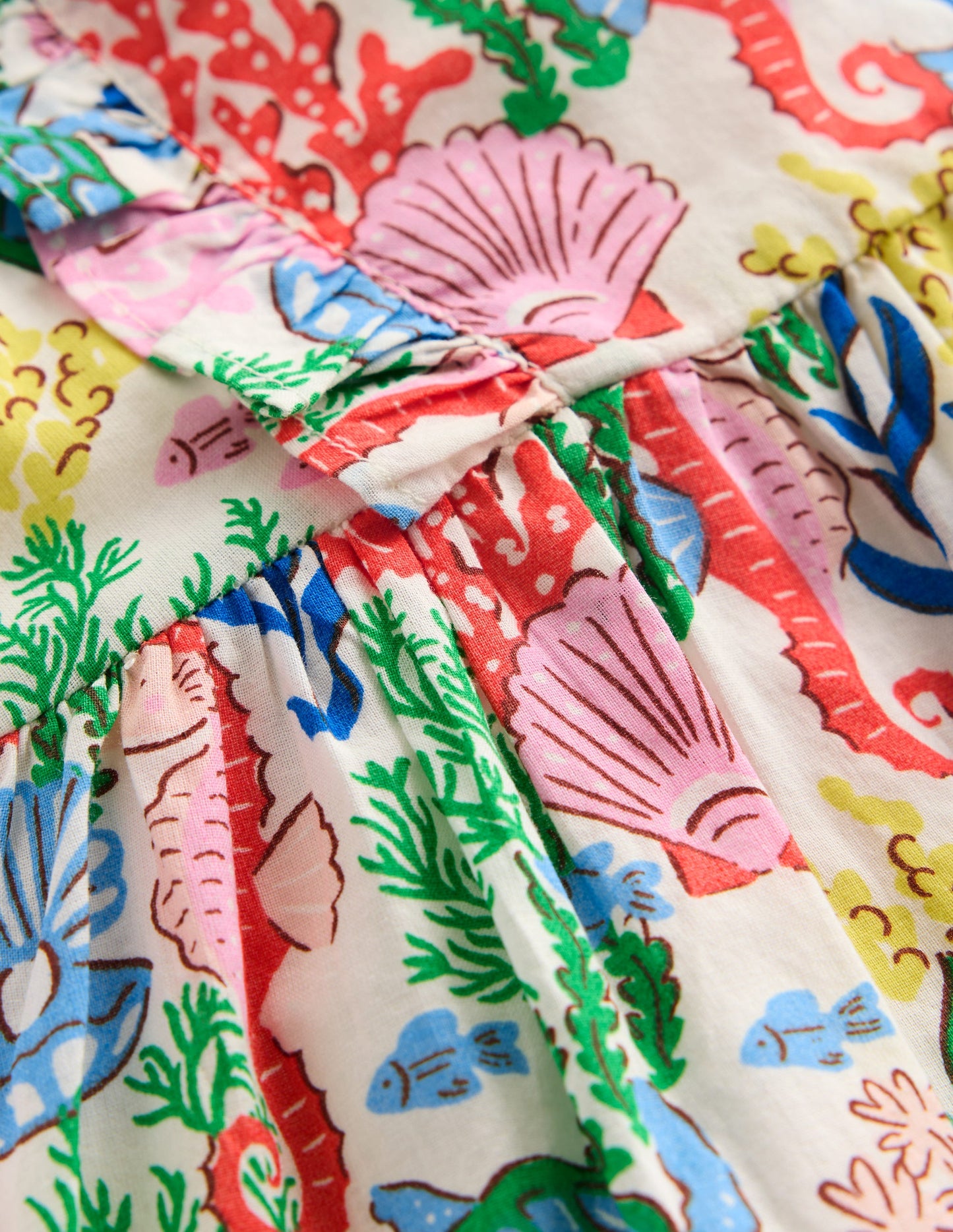 Robe chasuble à volants-Motif Coral Cove multi