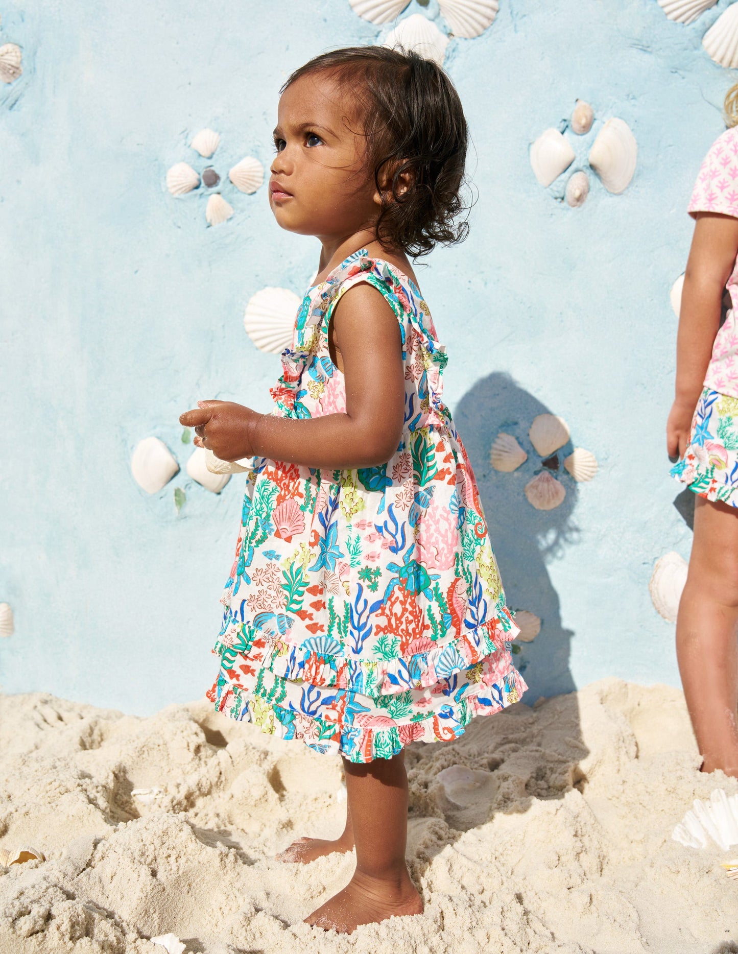 Robe chasuble à volants-Motif Coral Cove multi