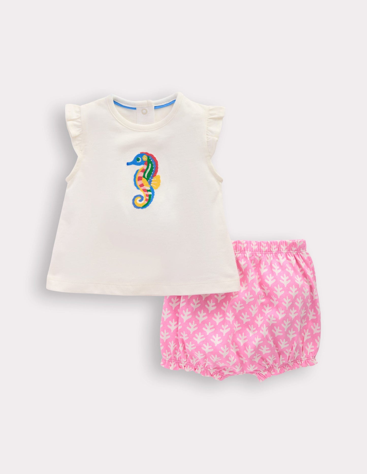 Ensemble volanté en jersey-Rose prisme et lait de coco