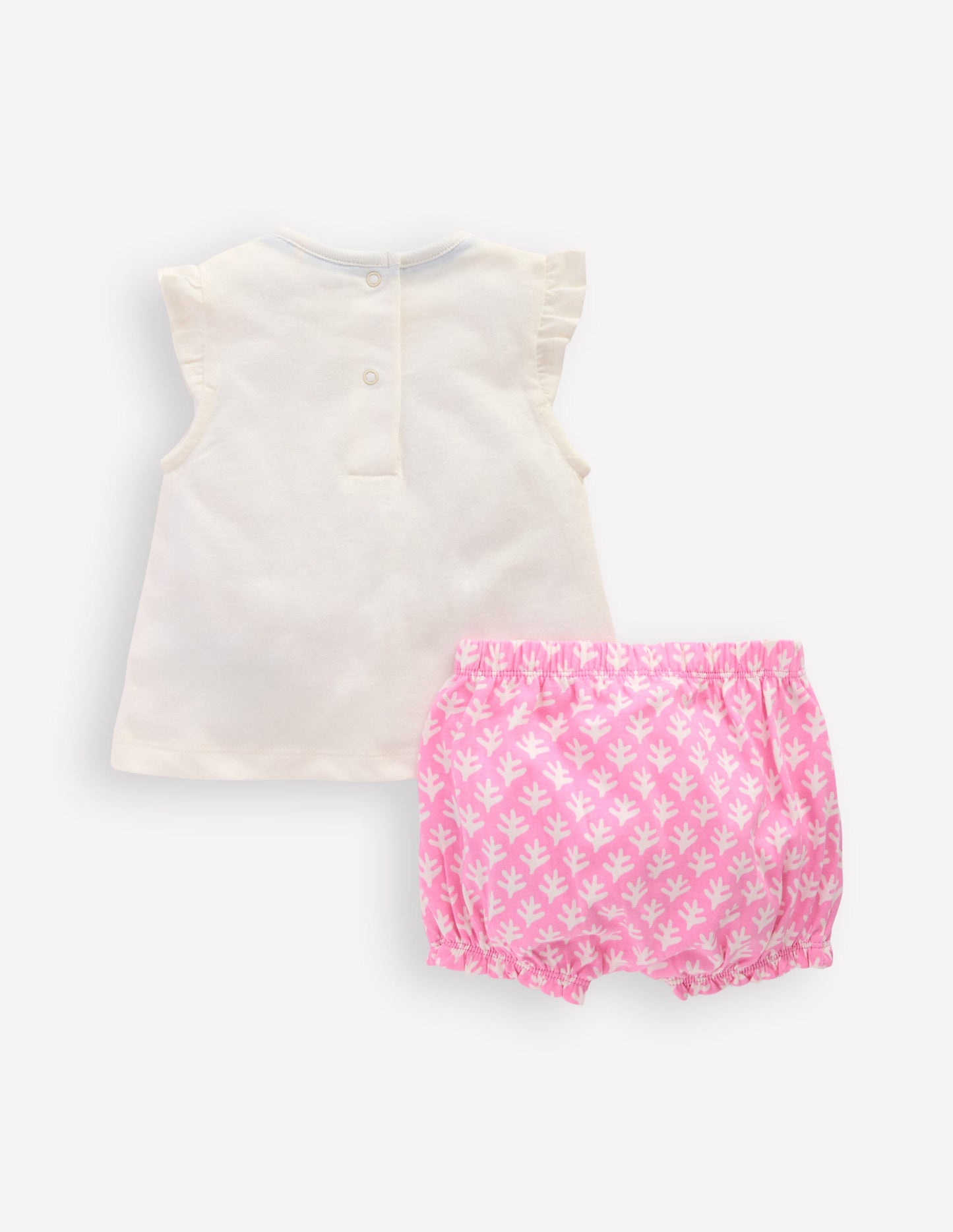 Ensemble volanté en jersey-Rose prisme et lait de coco