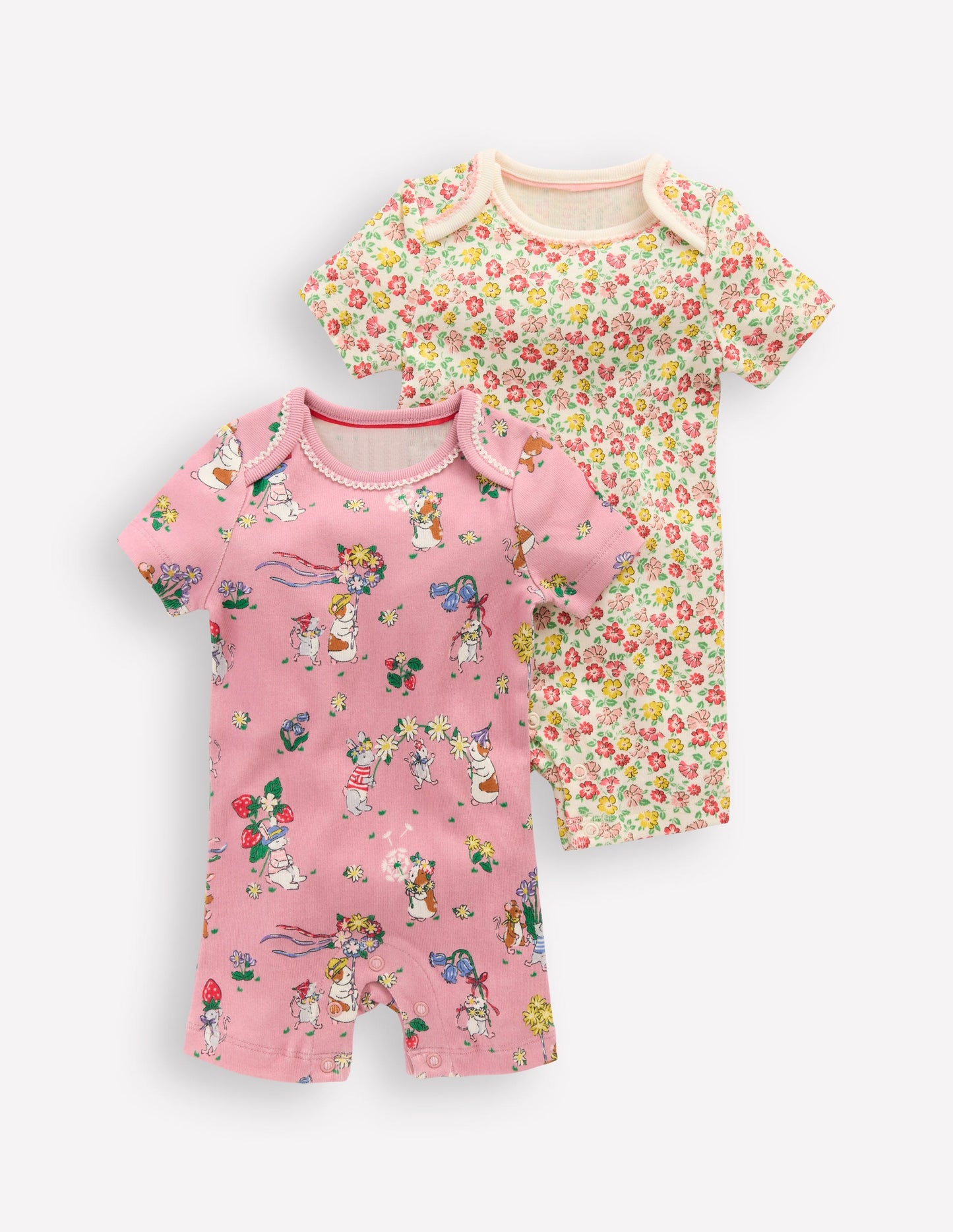 2 barboteuses courtes-Motif Summer Flowerbed multi