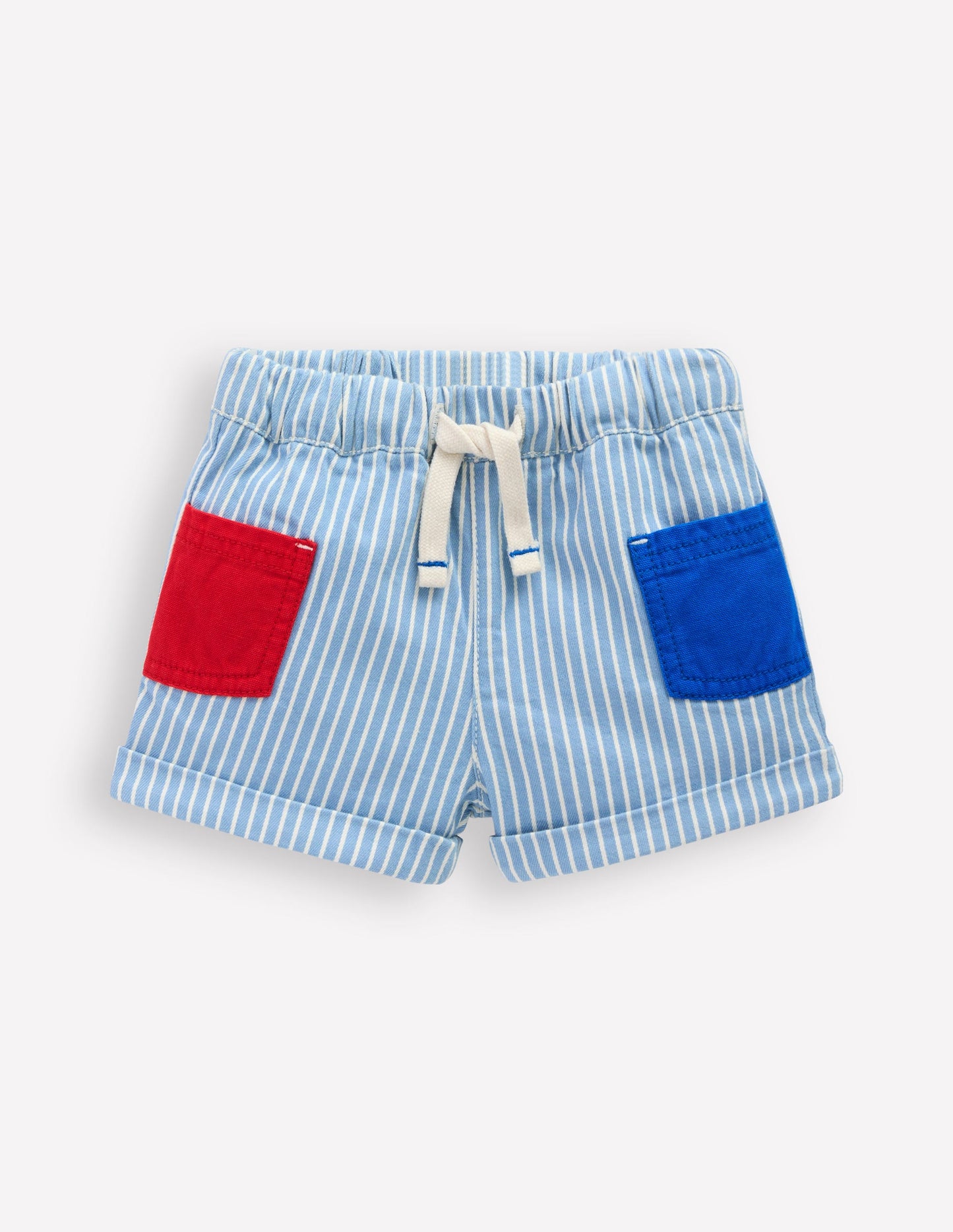 Gewebte Shorts mit Tasche-Blau mit Streifen