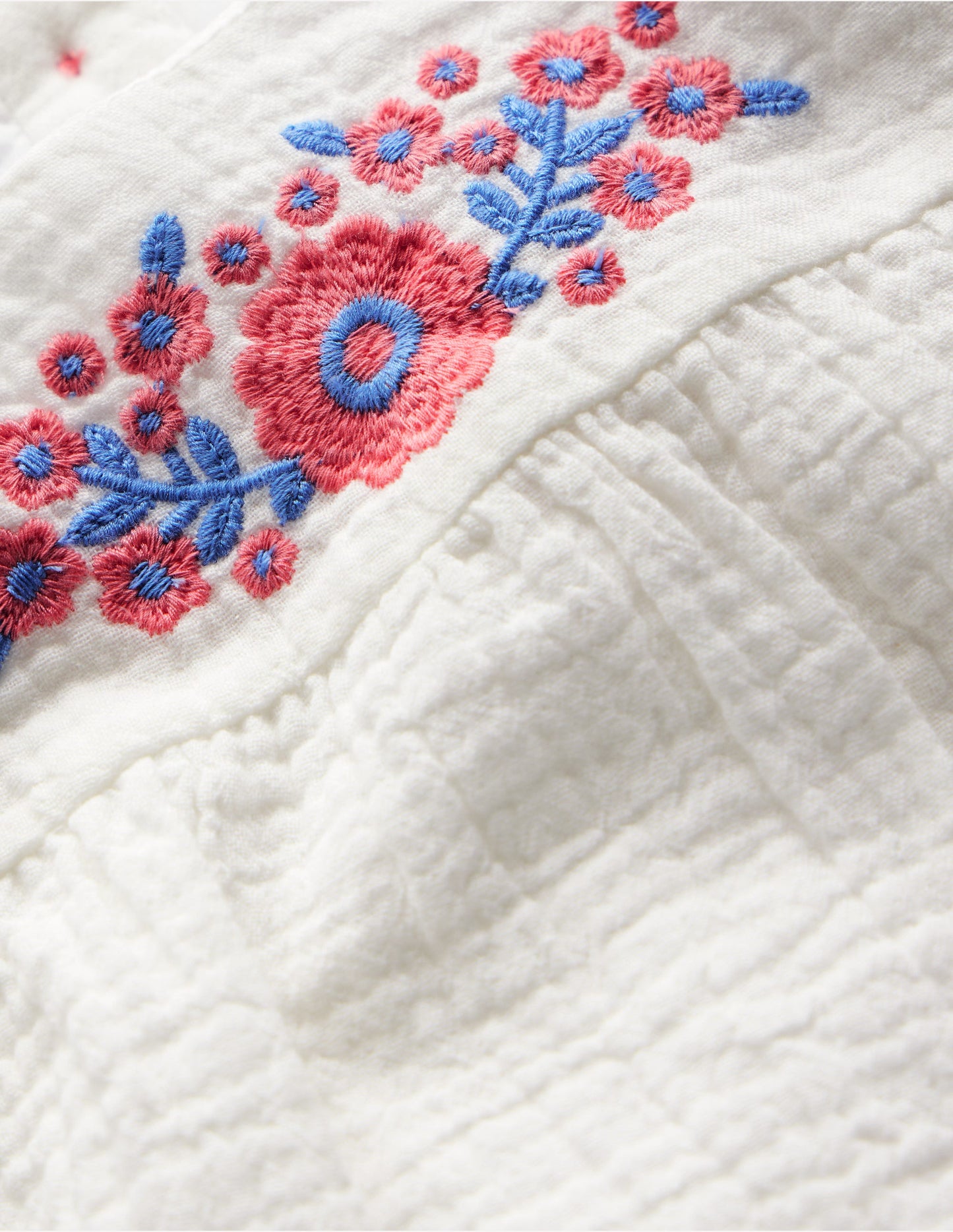 Ensemble tissé et brodé-Blanc à broderies