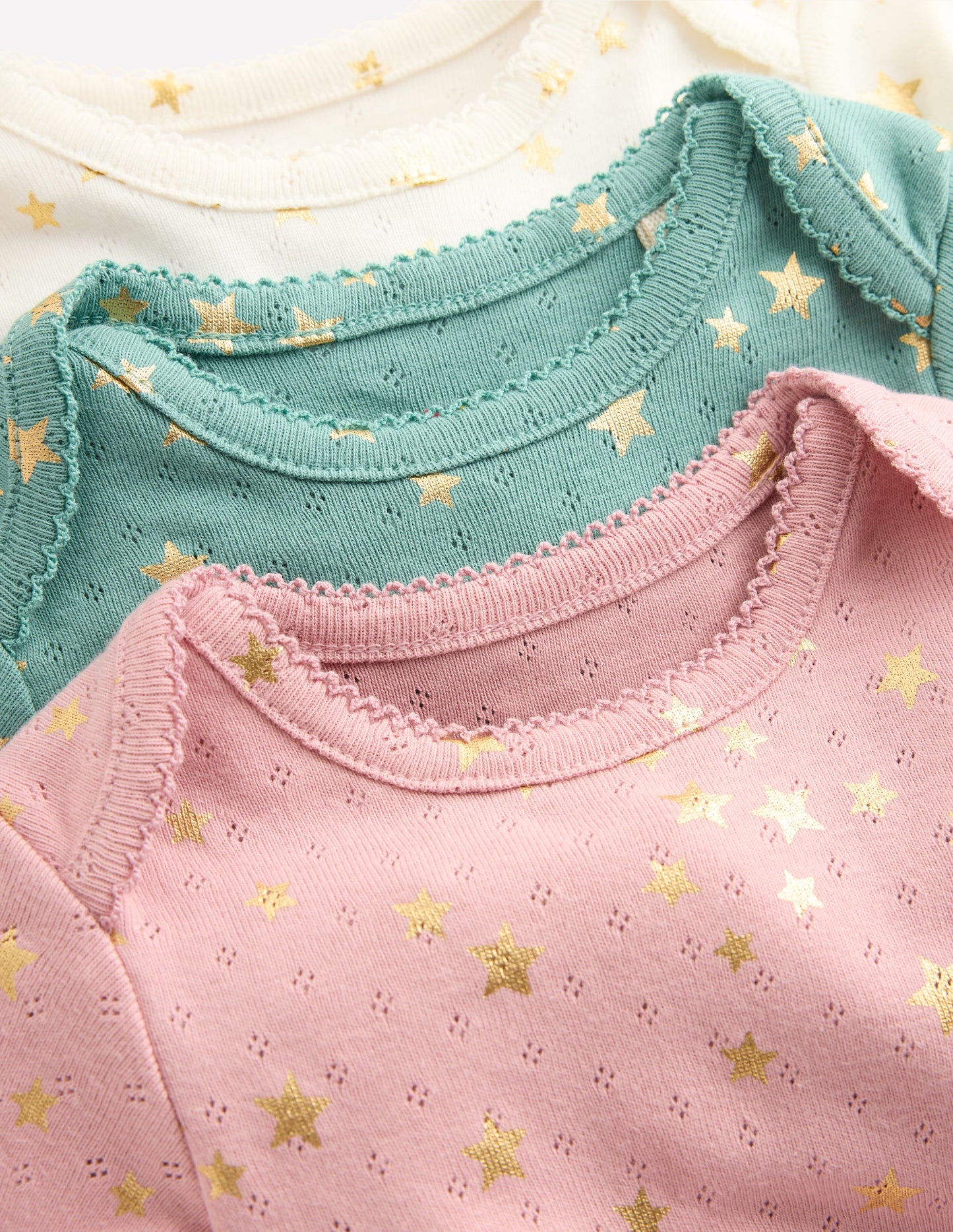 Pointelle-Bodys im 3er-Pack-Bunt Foliensterne