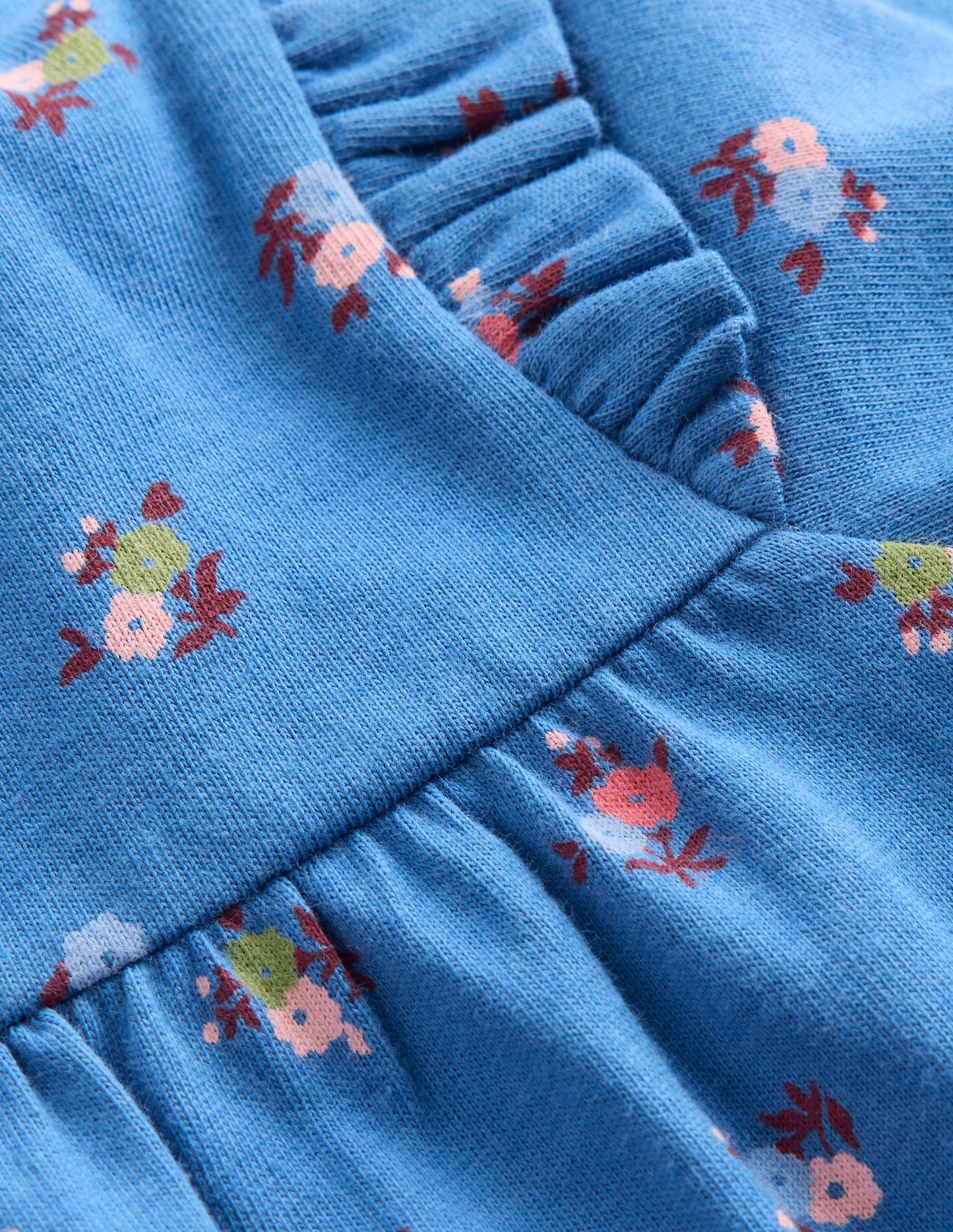 Robe imprimée en jersey-Bleu à Fleurs