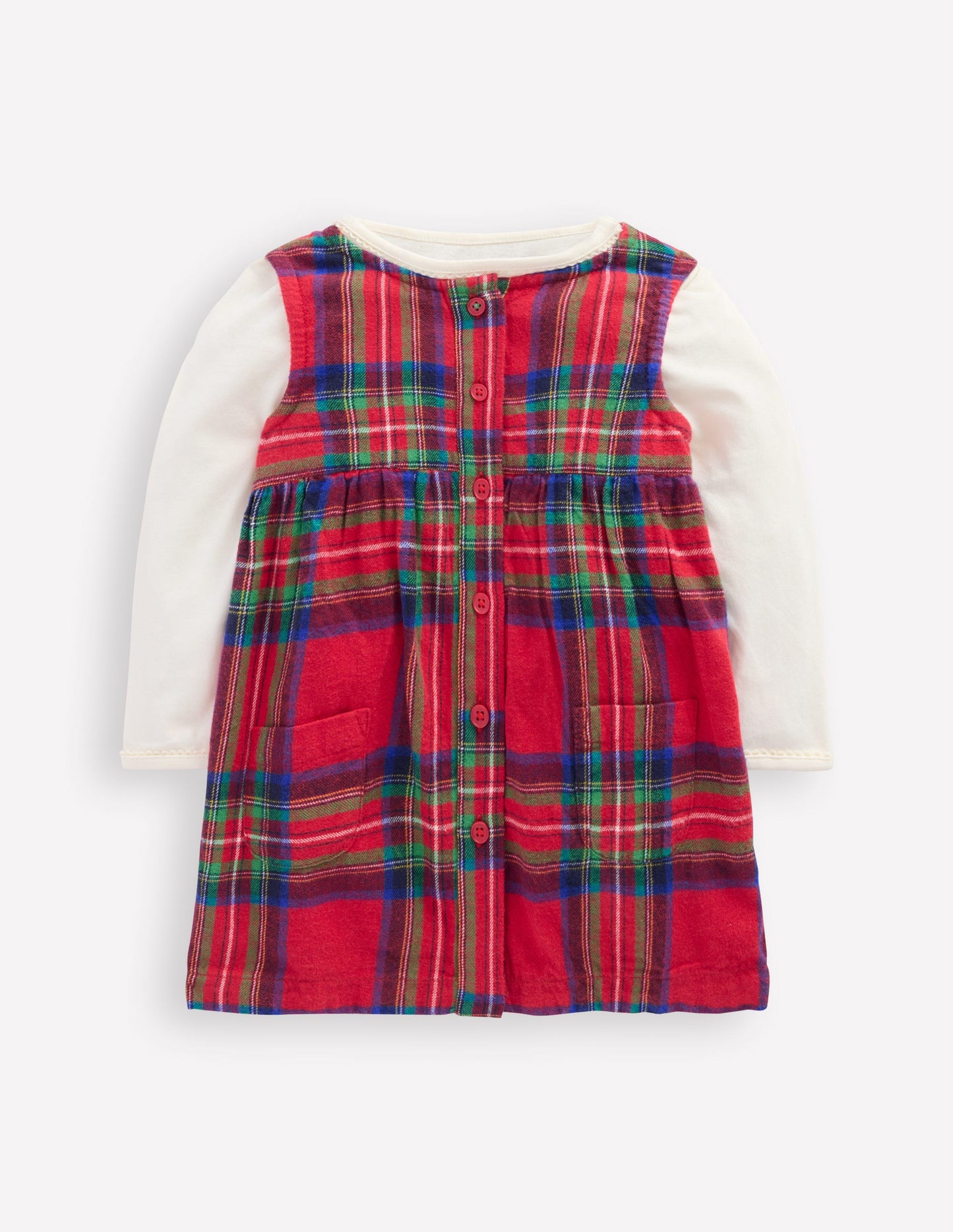 Ensemble avec robe chasuble tissée-Carreaux rouges